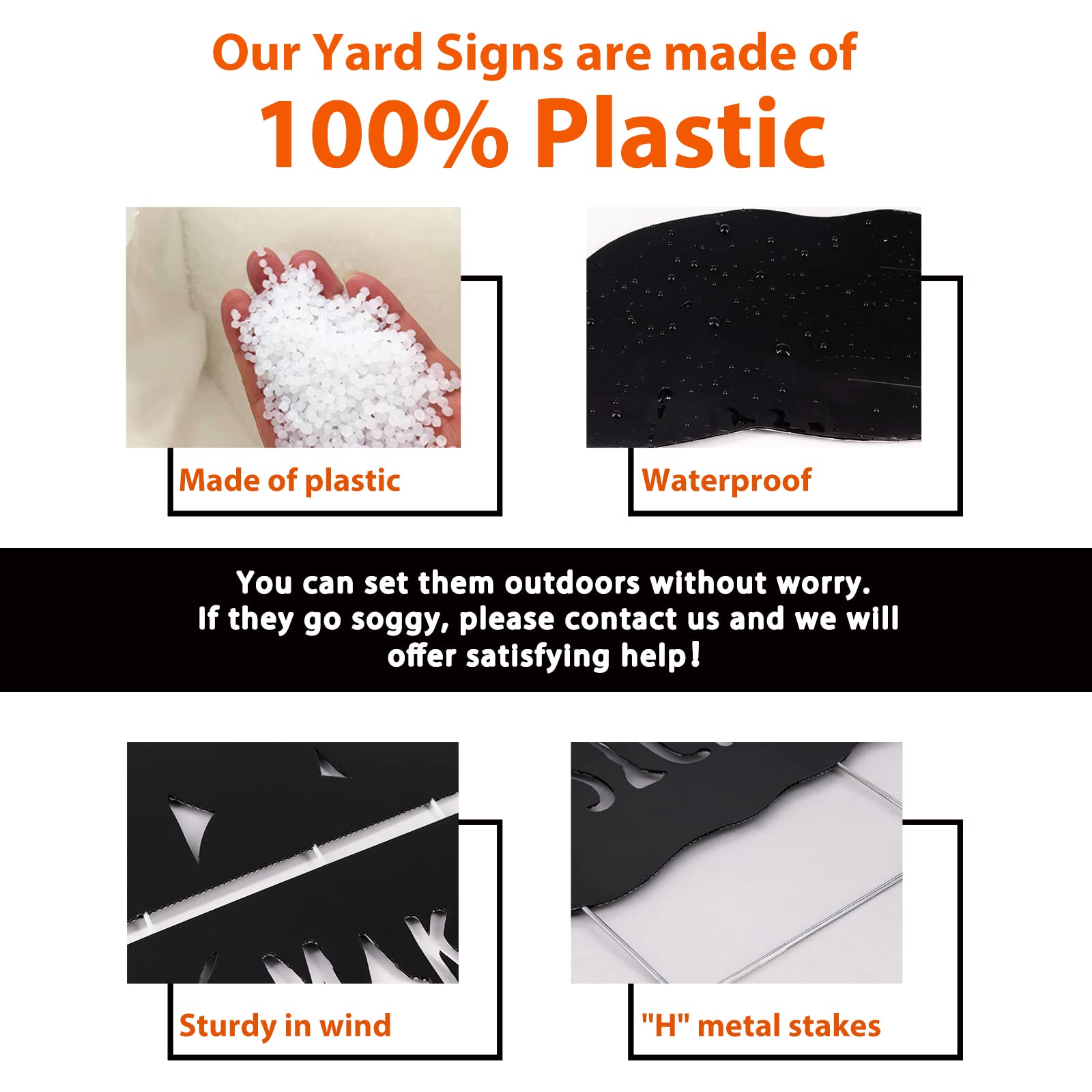 100% plastic Halloween yard signs