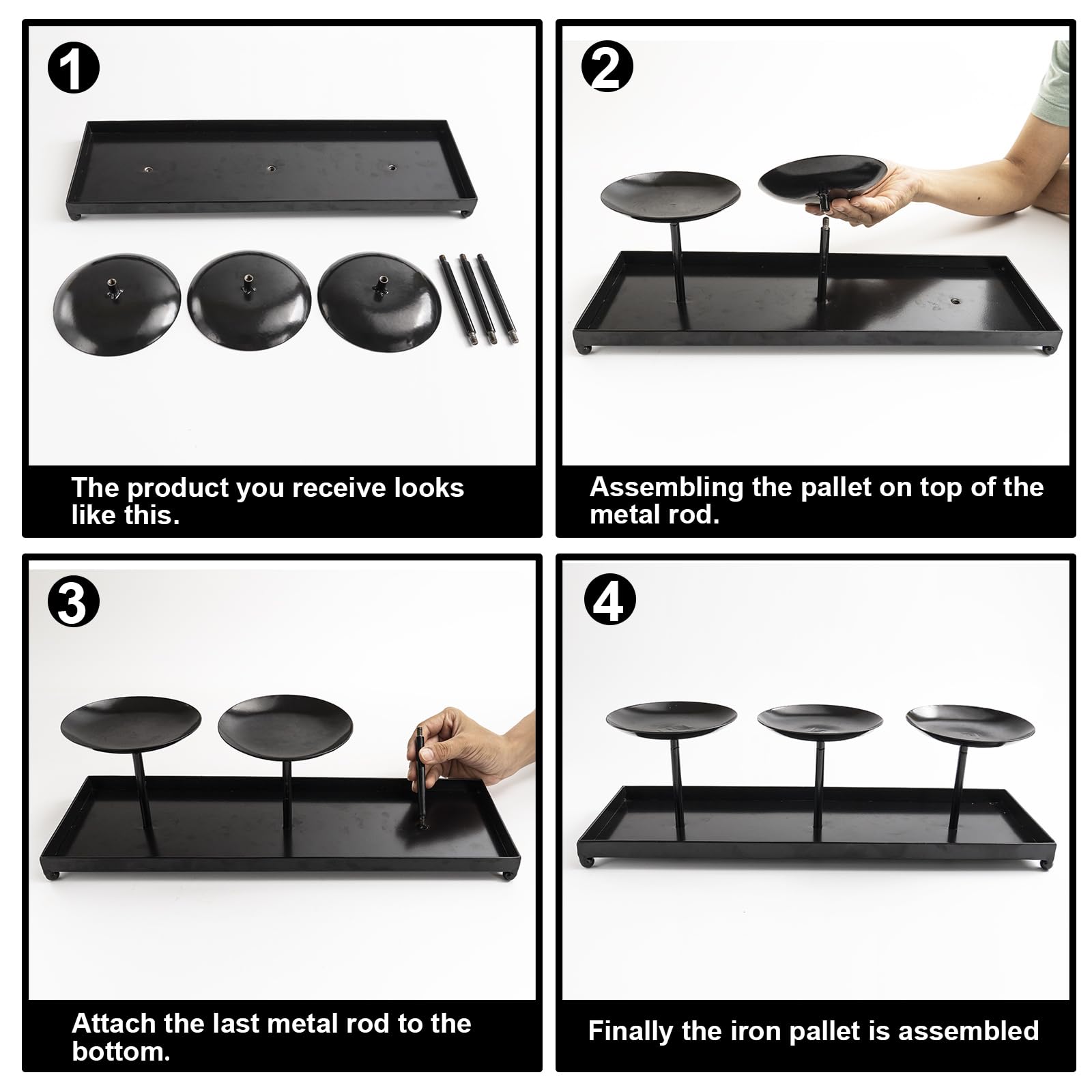 4 step iron pallet candle holders