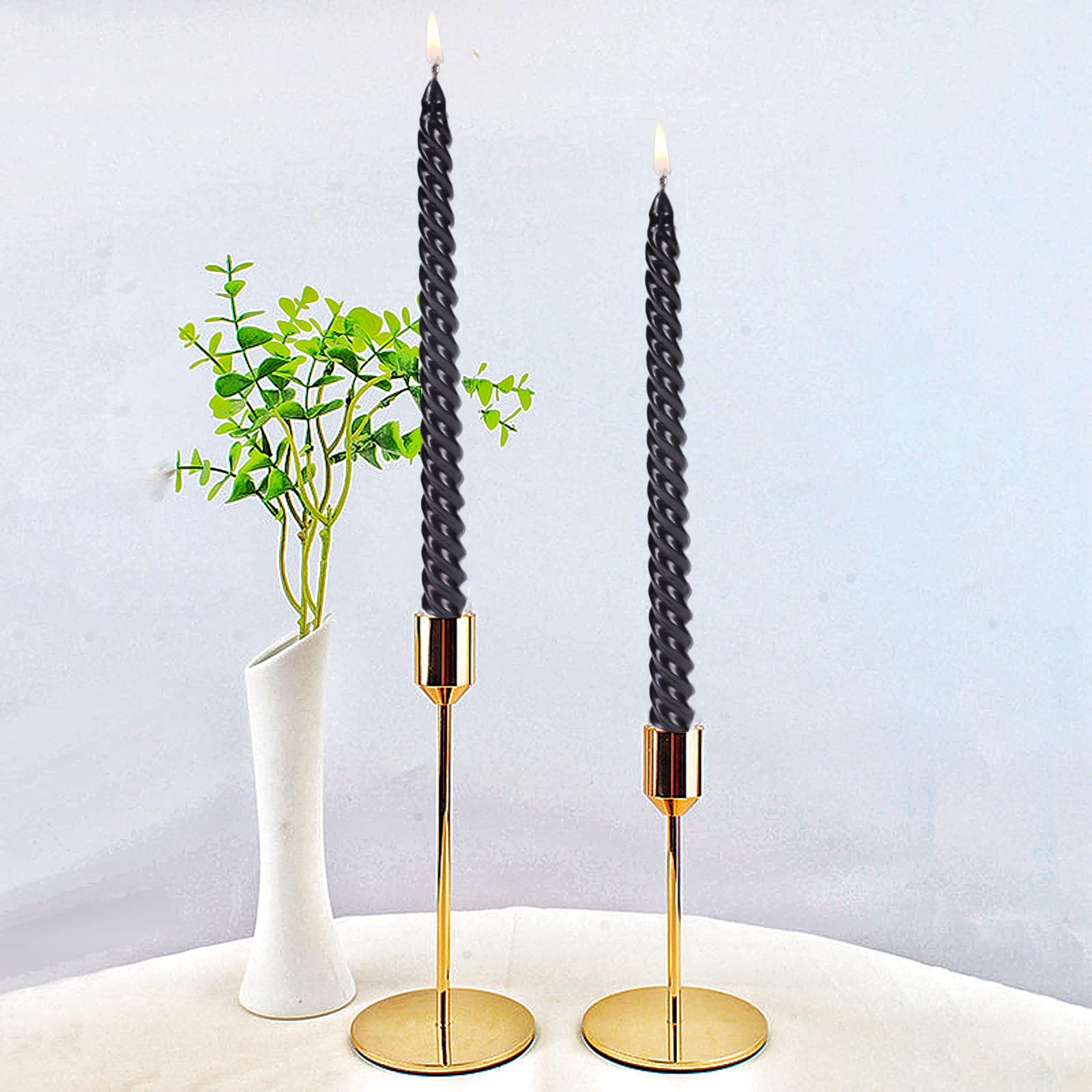 Black Spiral Taper Candle Set for Halloween