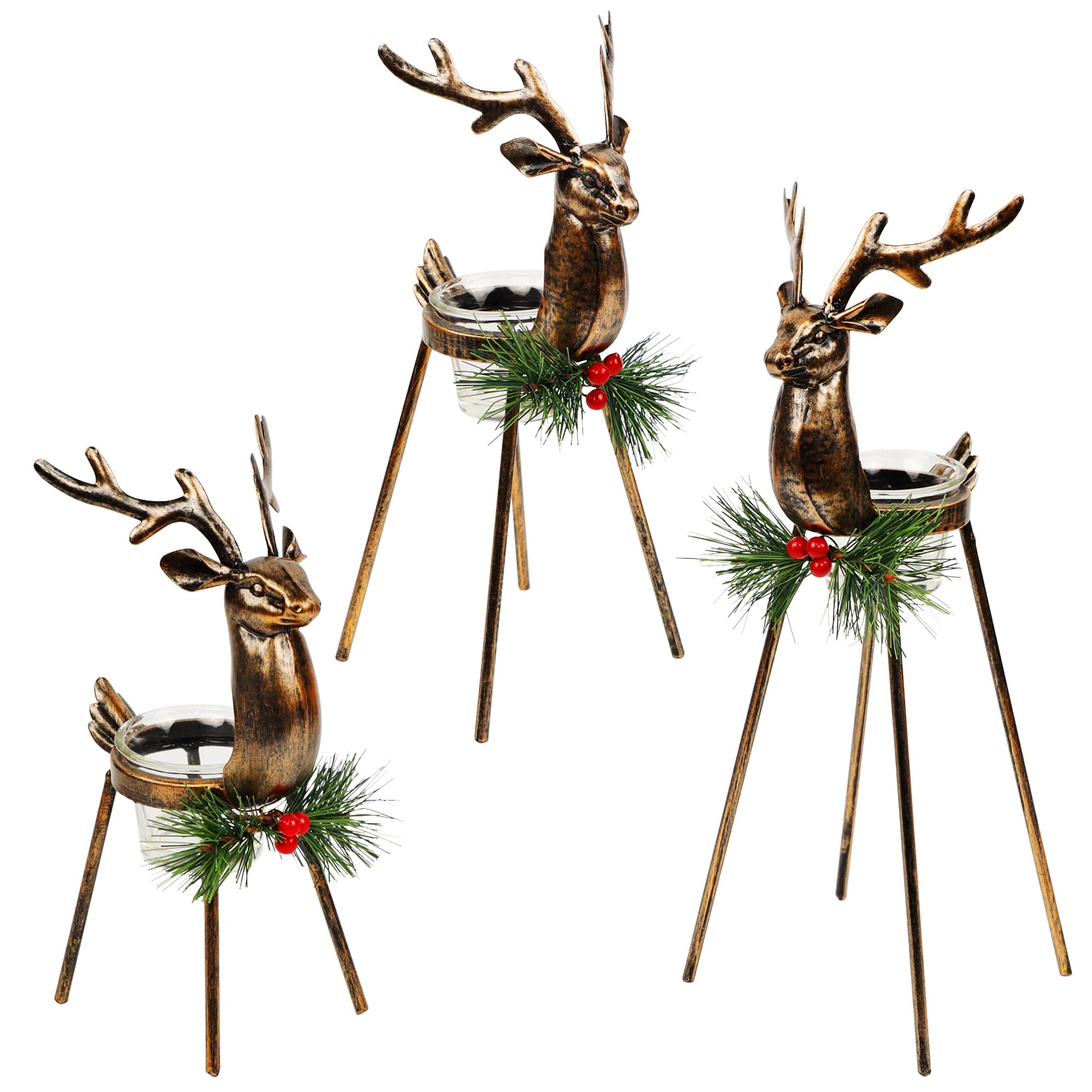 3 Pack Reindeer Candle Holders