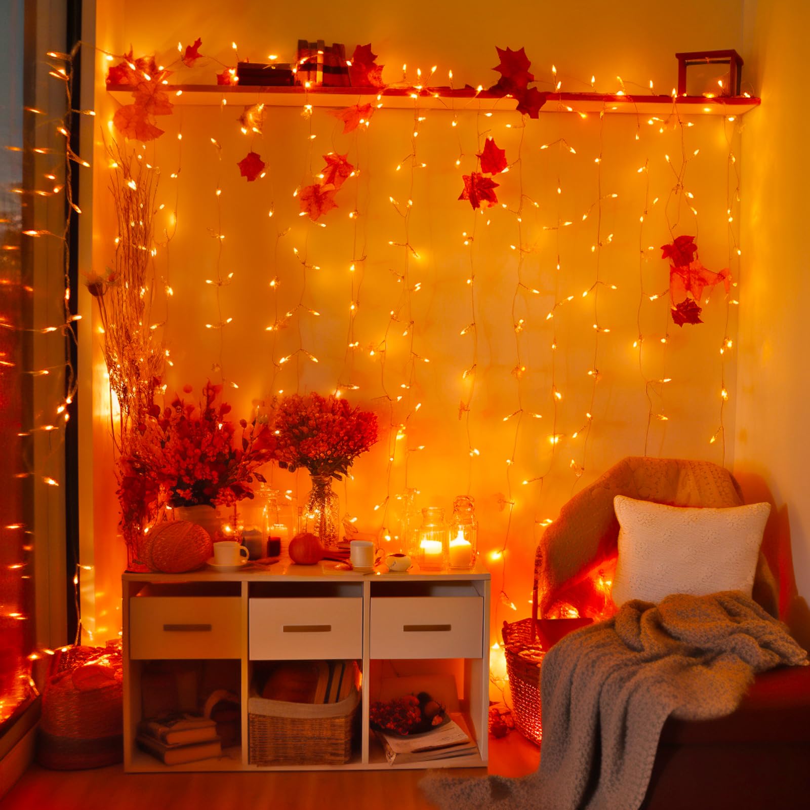 Connectable Orange String Lights