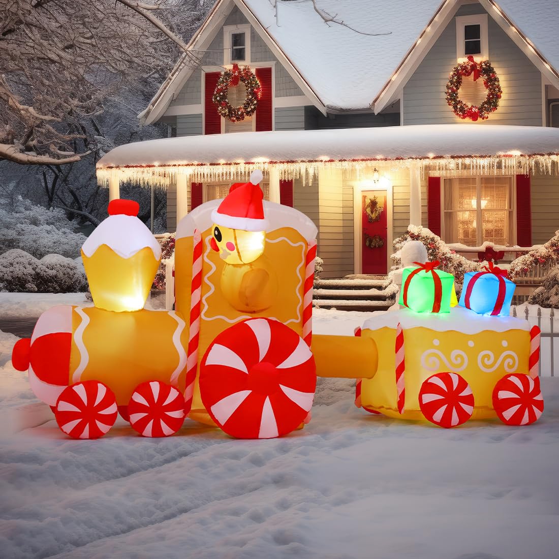 Large inflatable Christmas train decoration