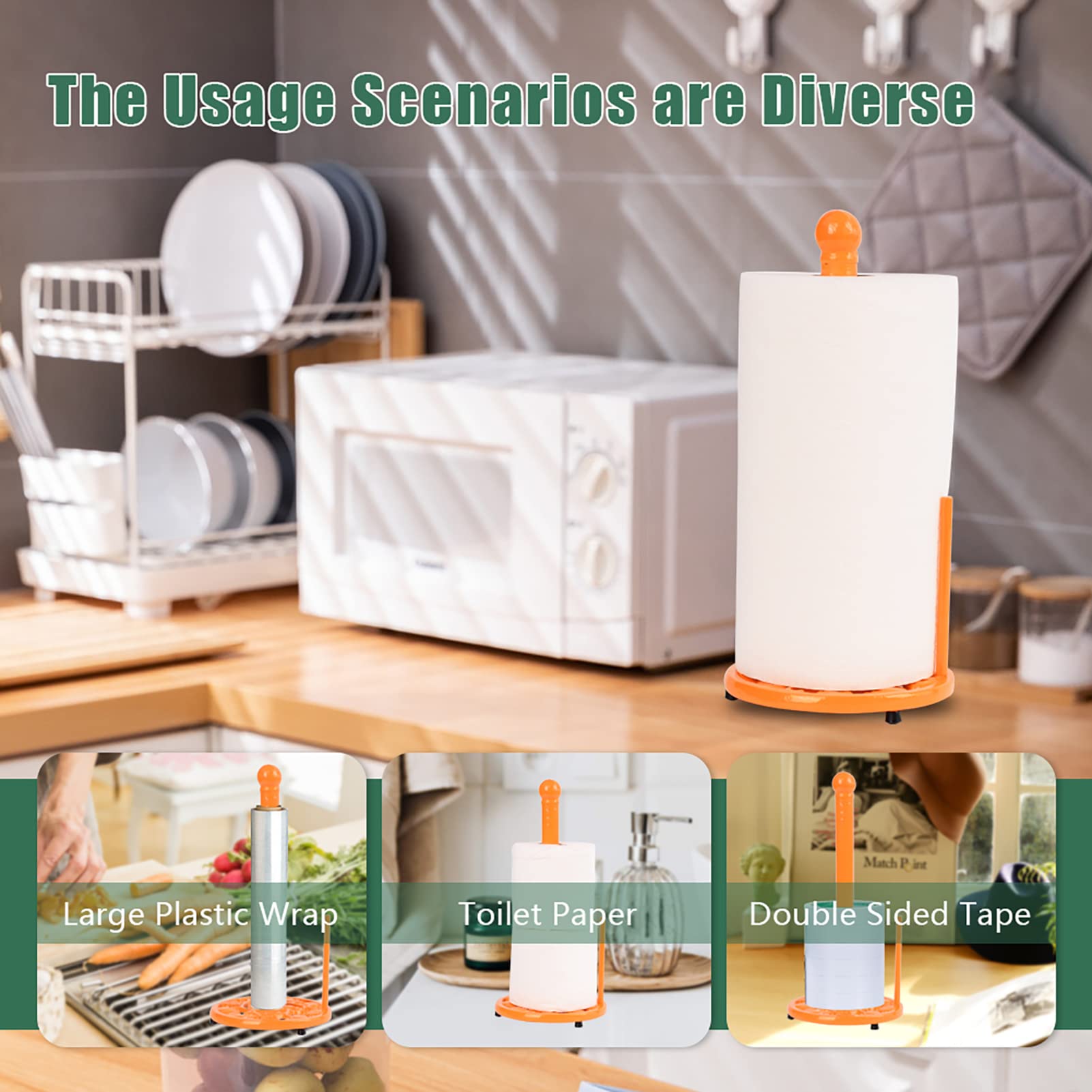 Multi Use Orange Cast Iron Paper Towel Holder