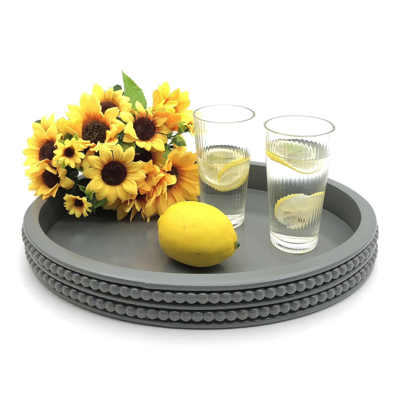Gray Oval Wooden Tray - Serving Tray
