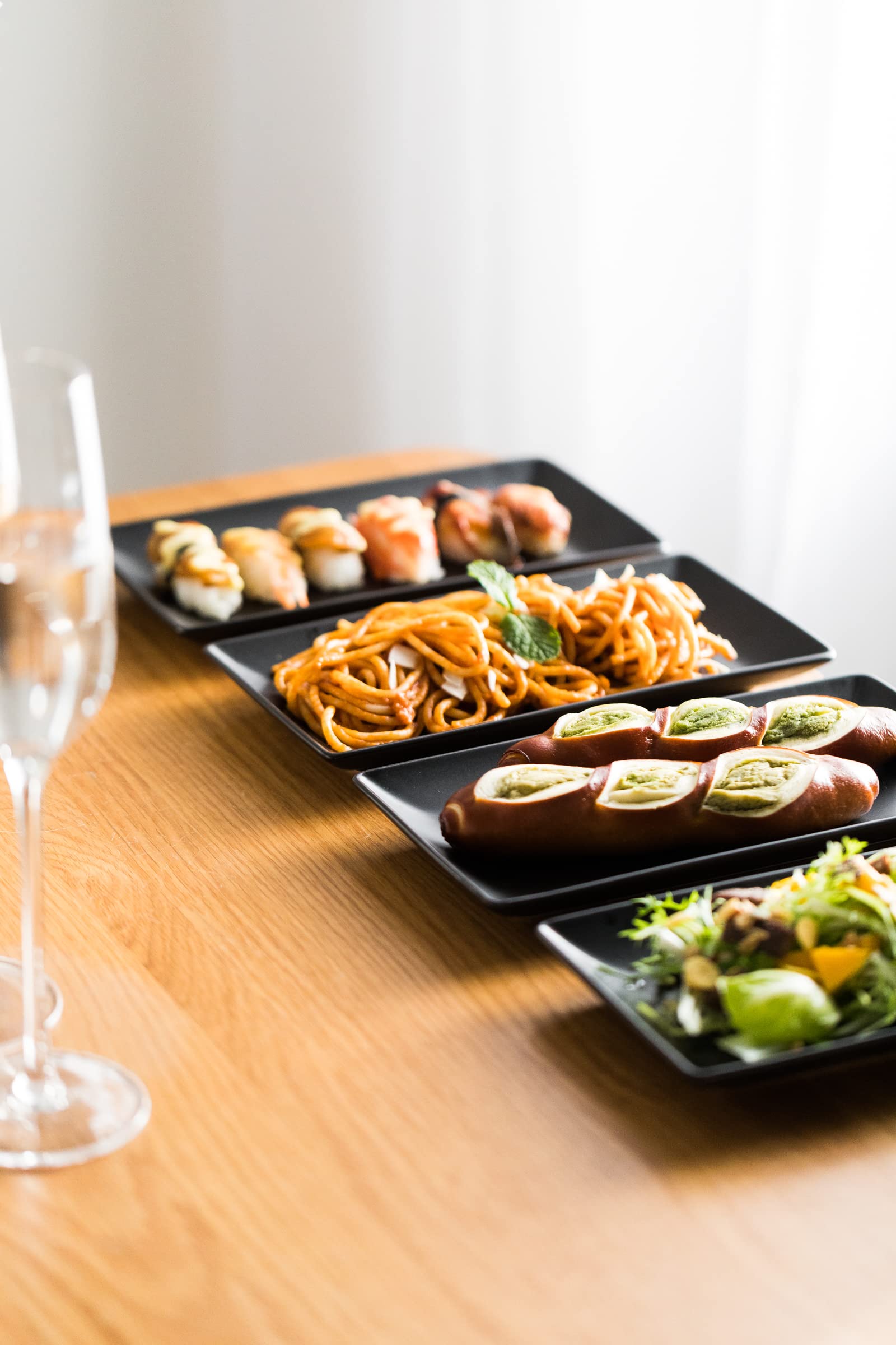 black serving platter set