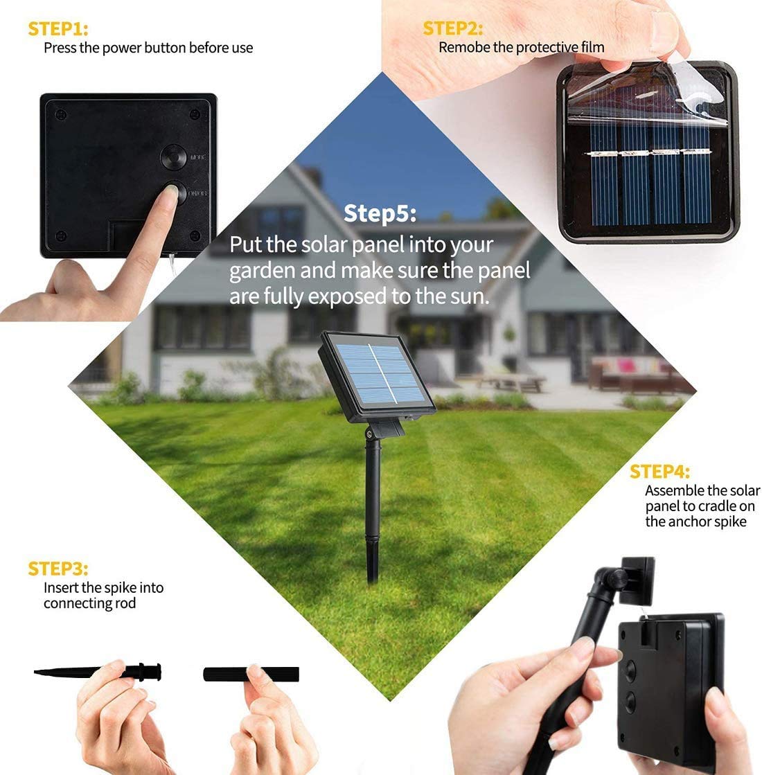 outdoor decorations solar panel 5 step process