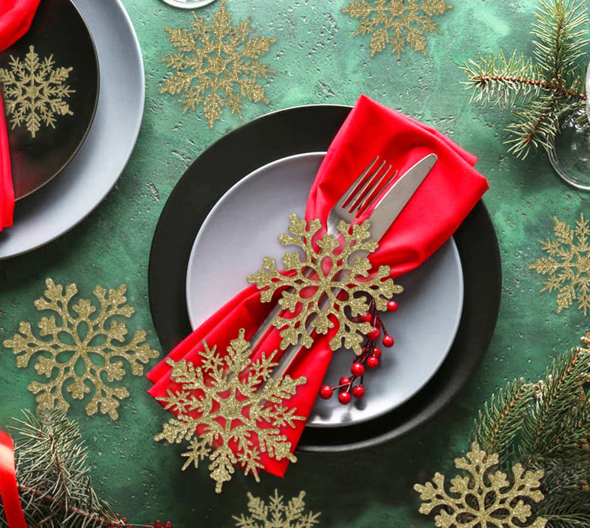 36 Piece Gold Glitter Snowflake Ornaments Set