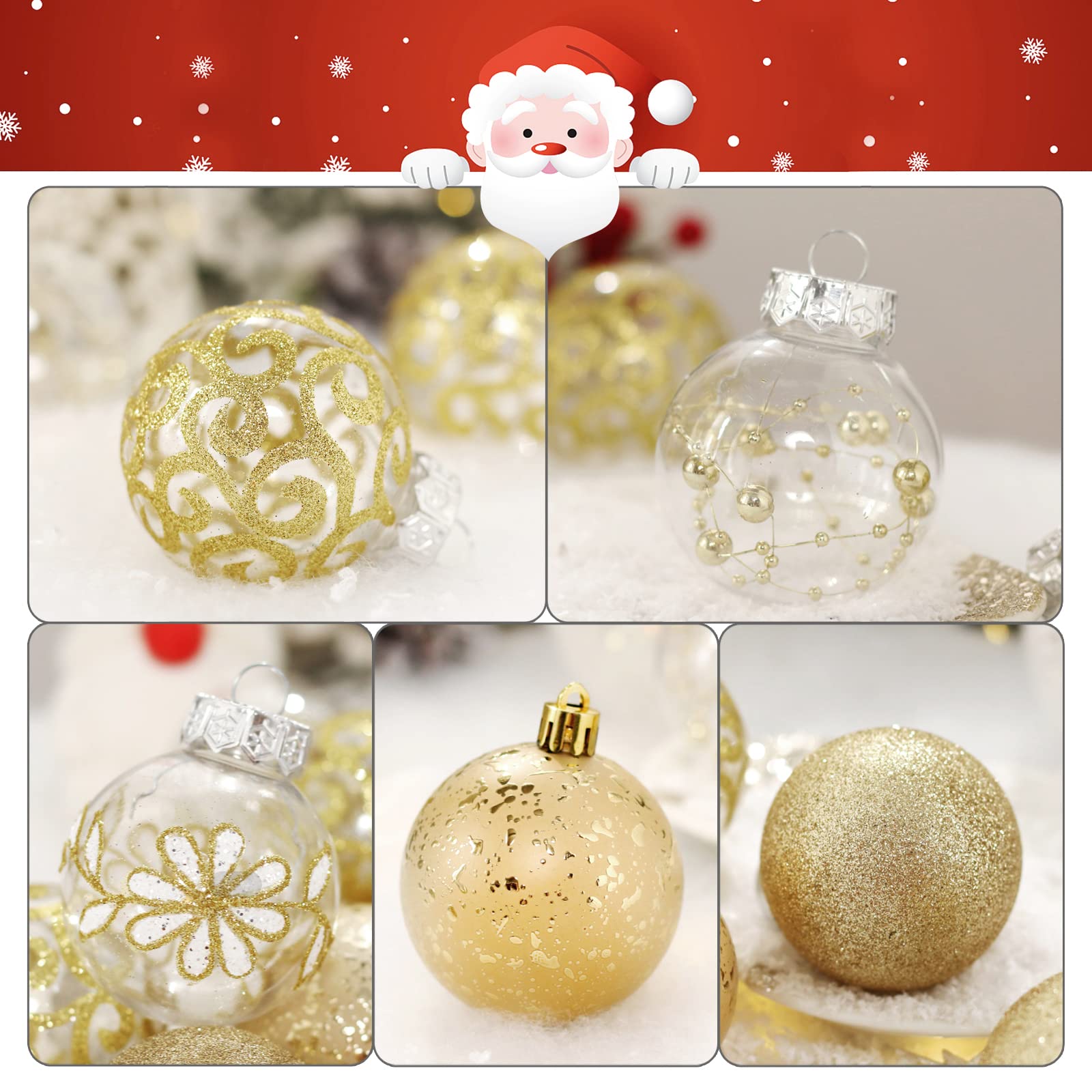 Champagne Gold Christmas Ornaments Set Design Detail