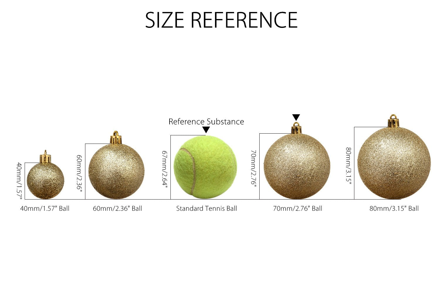 Size reference Christmas ornaments