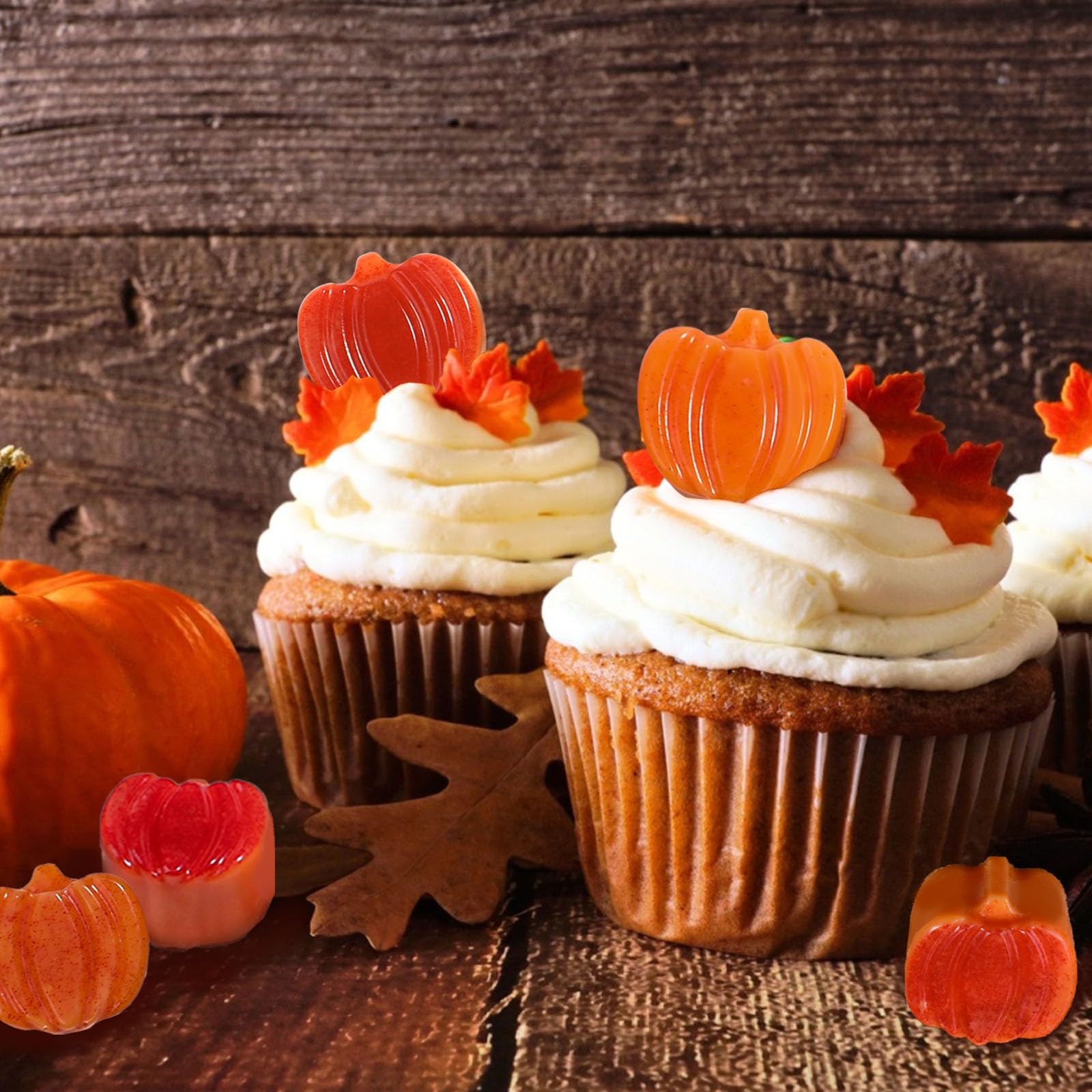 Halloween Pumpkin Chocolate Mold - used to make small pumpkin candy on top of cupcake