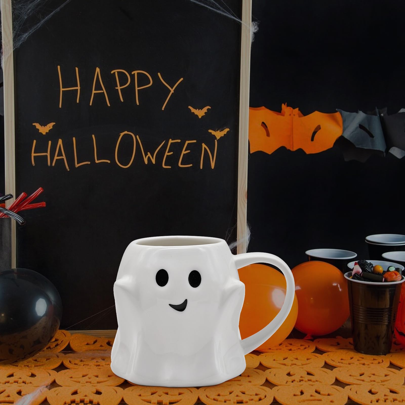 Happy Halloween smiling ghost coffee mug
