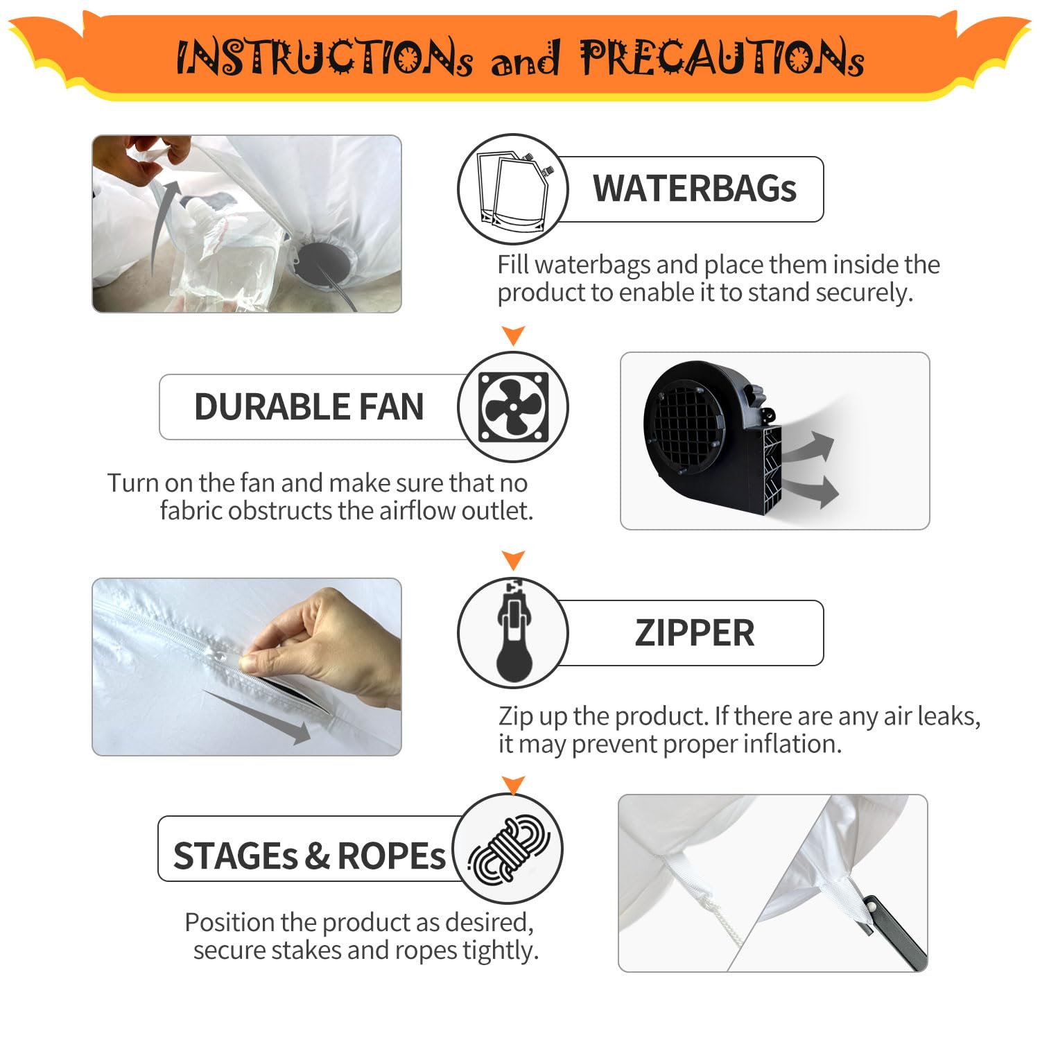 Instructions and Precautions for inflatable arch