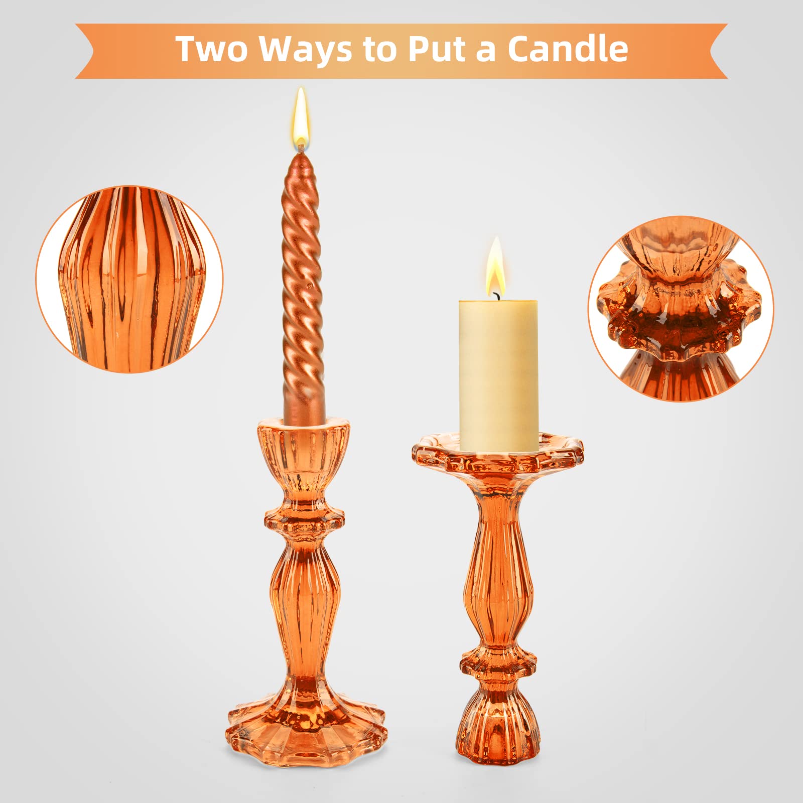 orange glass candle holder