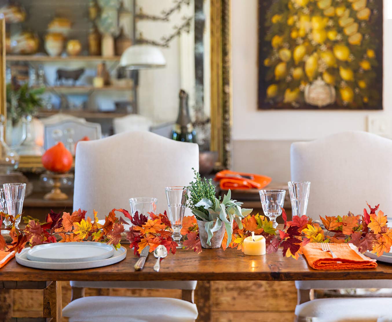 autumn table centerpiece leaf garland
