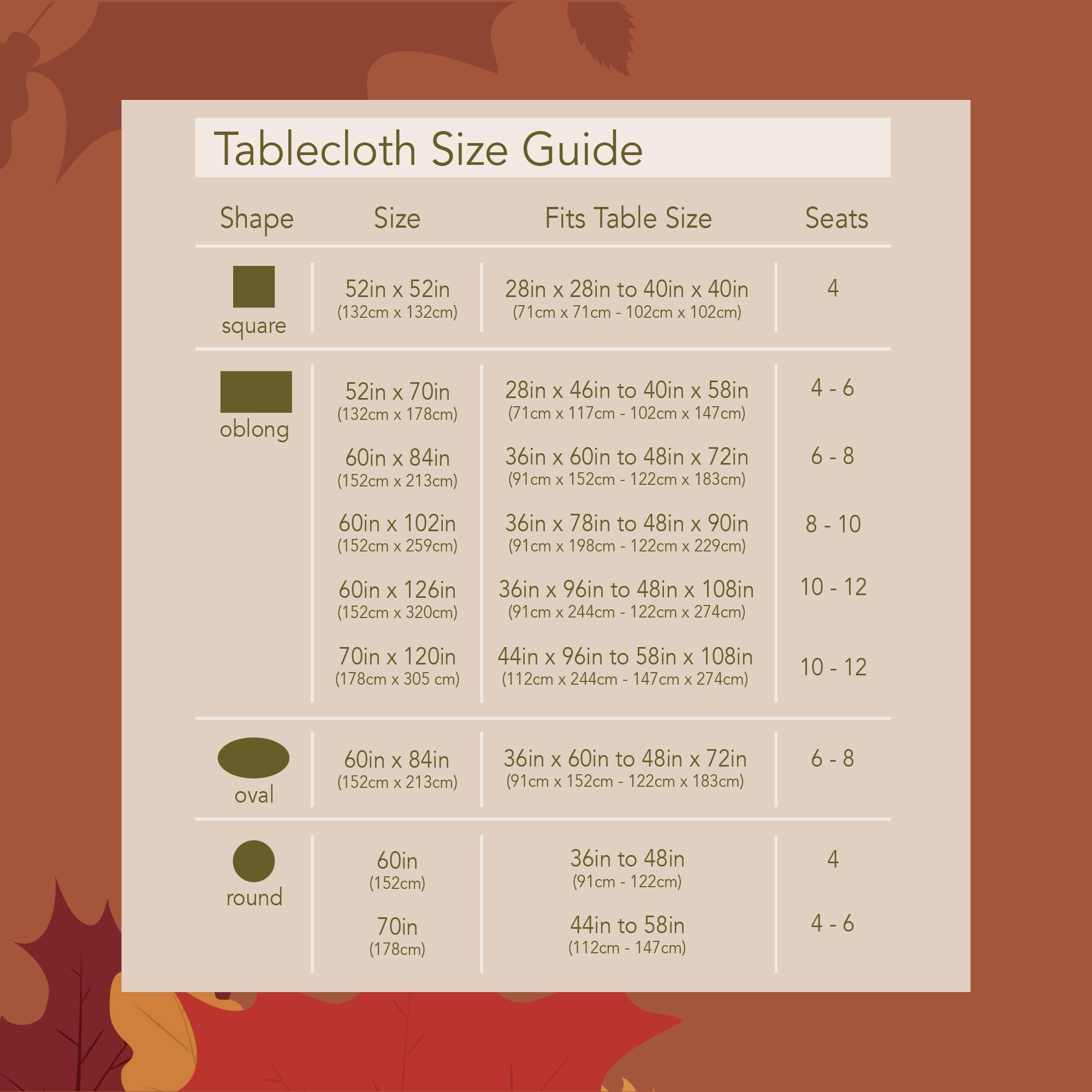 tablecloth size guide