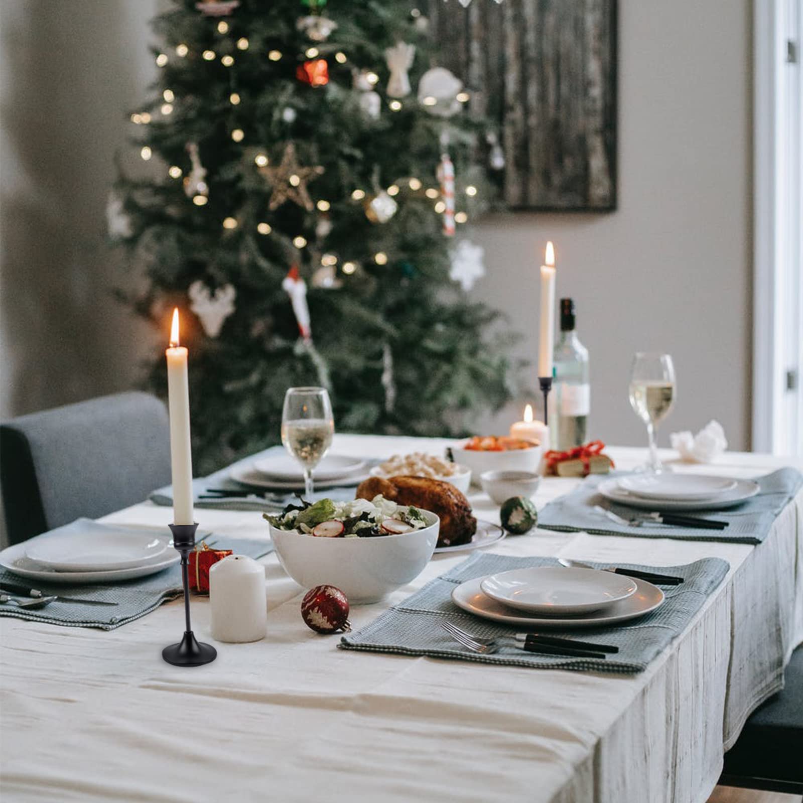 Black Candlestick Holders - Holiday table decor