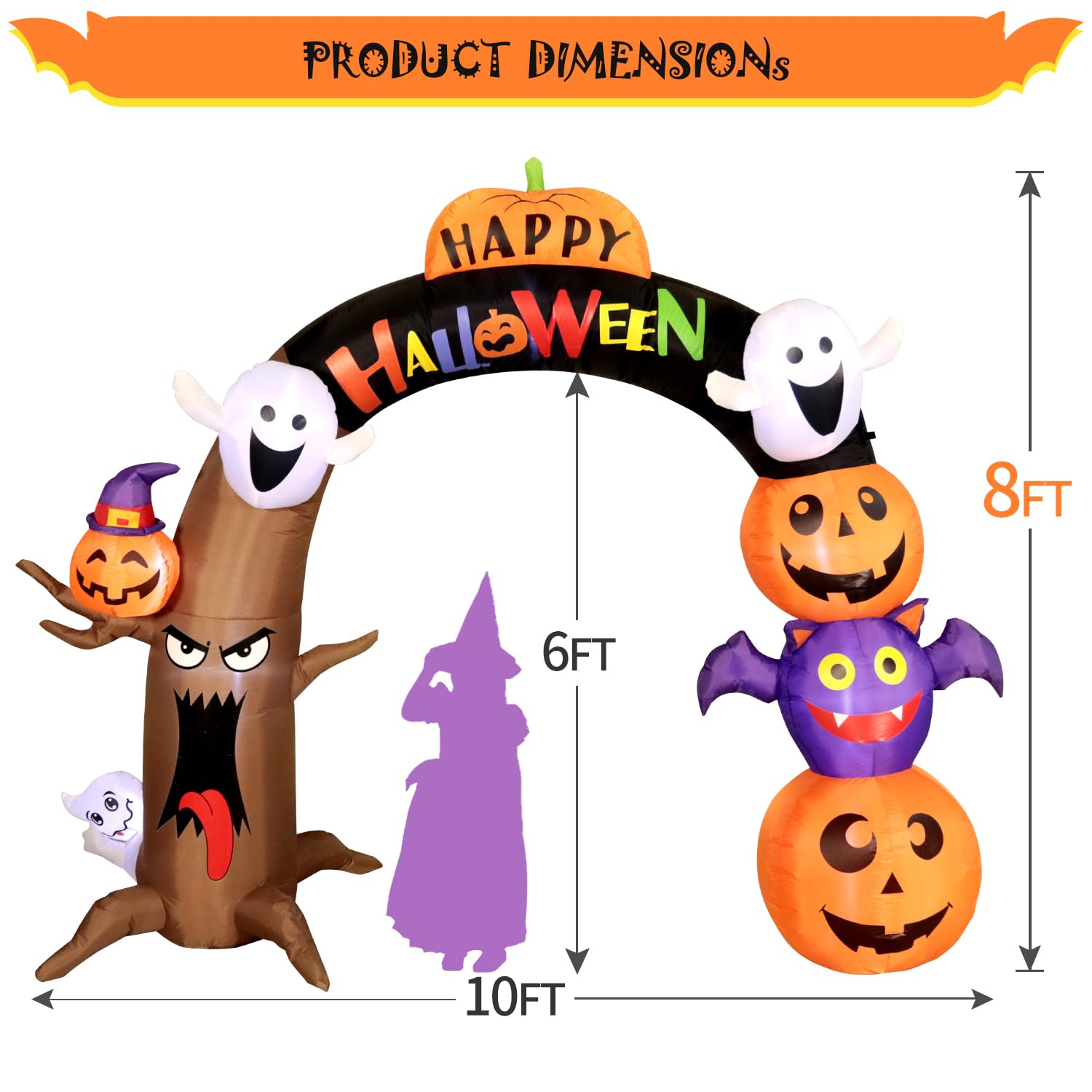 product dimensions inflatable tree Halloween archway