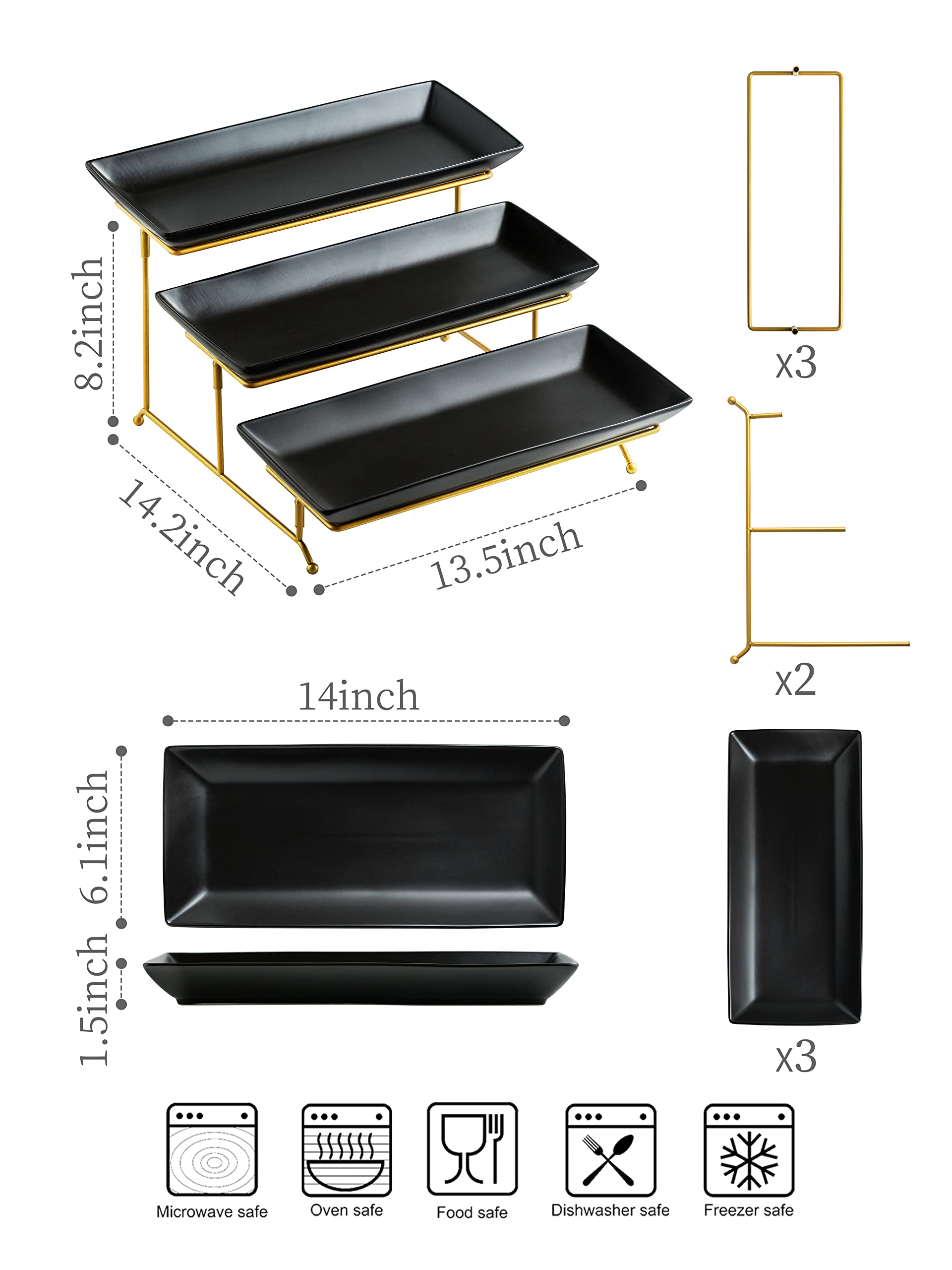 sizes black and gold serving tray