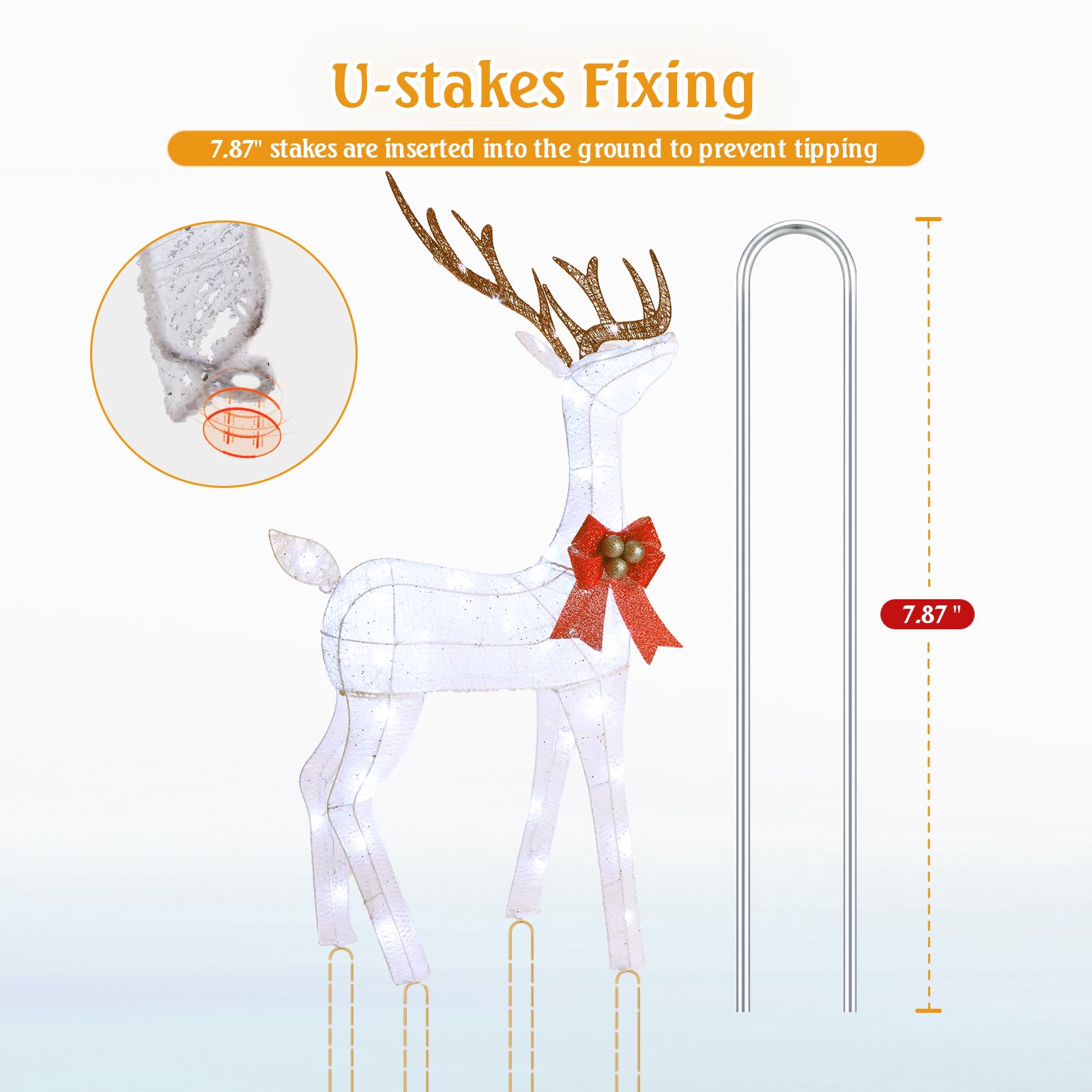 U stakes for outdoor reindeer lawn decor