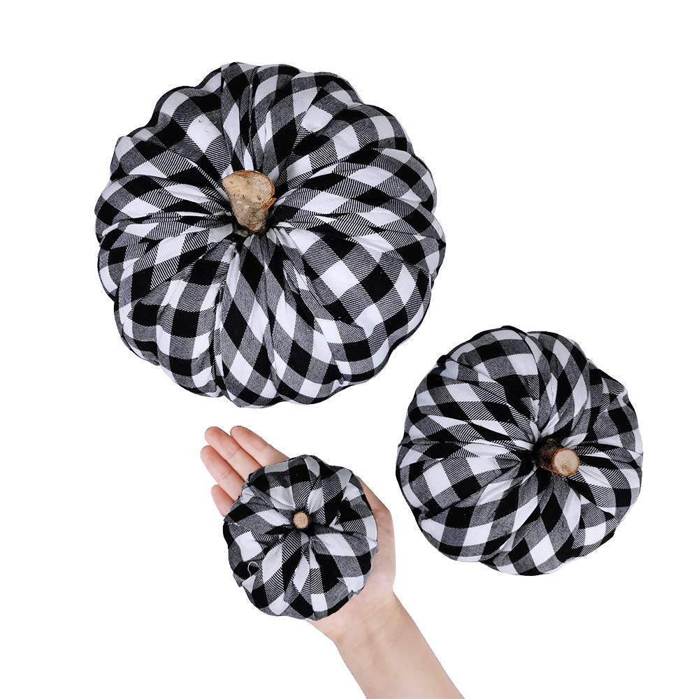 Assorted Buffalo Plaid Burlap Pumpkins fall decor