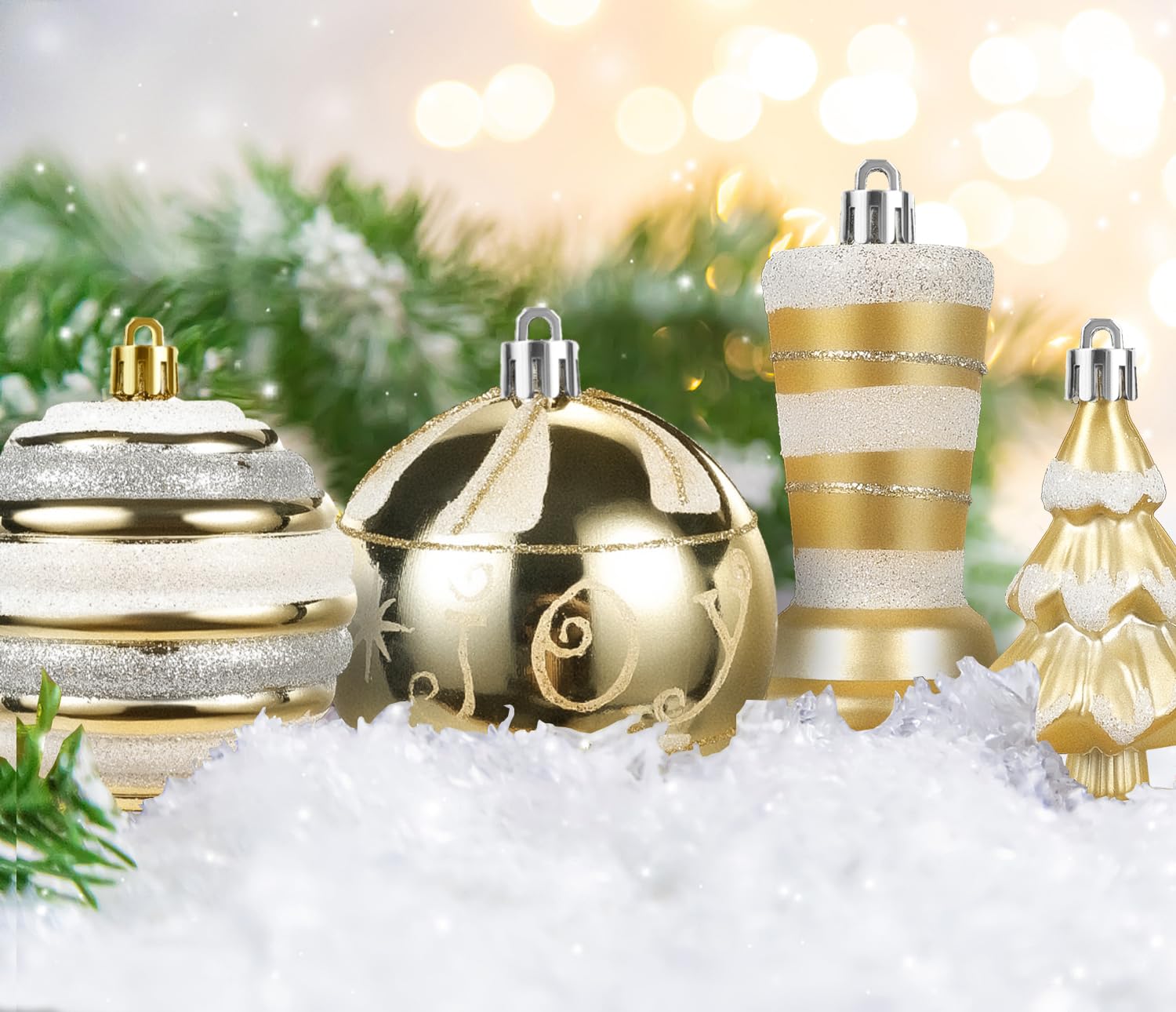 White & Gold Assorted Christmas Ornament Decoration
