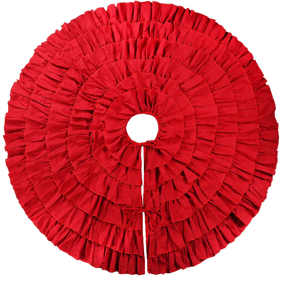 red ruffle tree skirt for Christmas tree