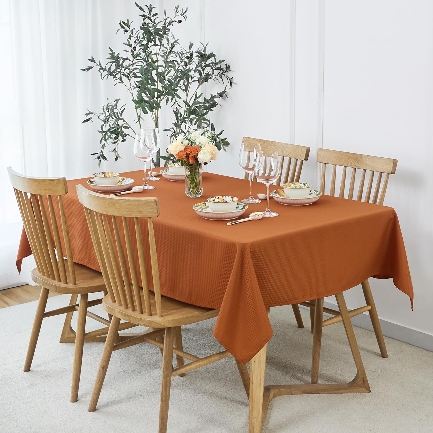 weaved texture tablecloth for fall indoor decor