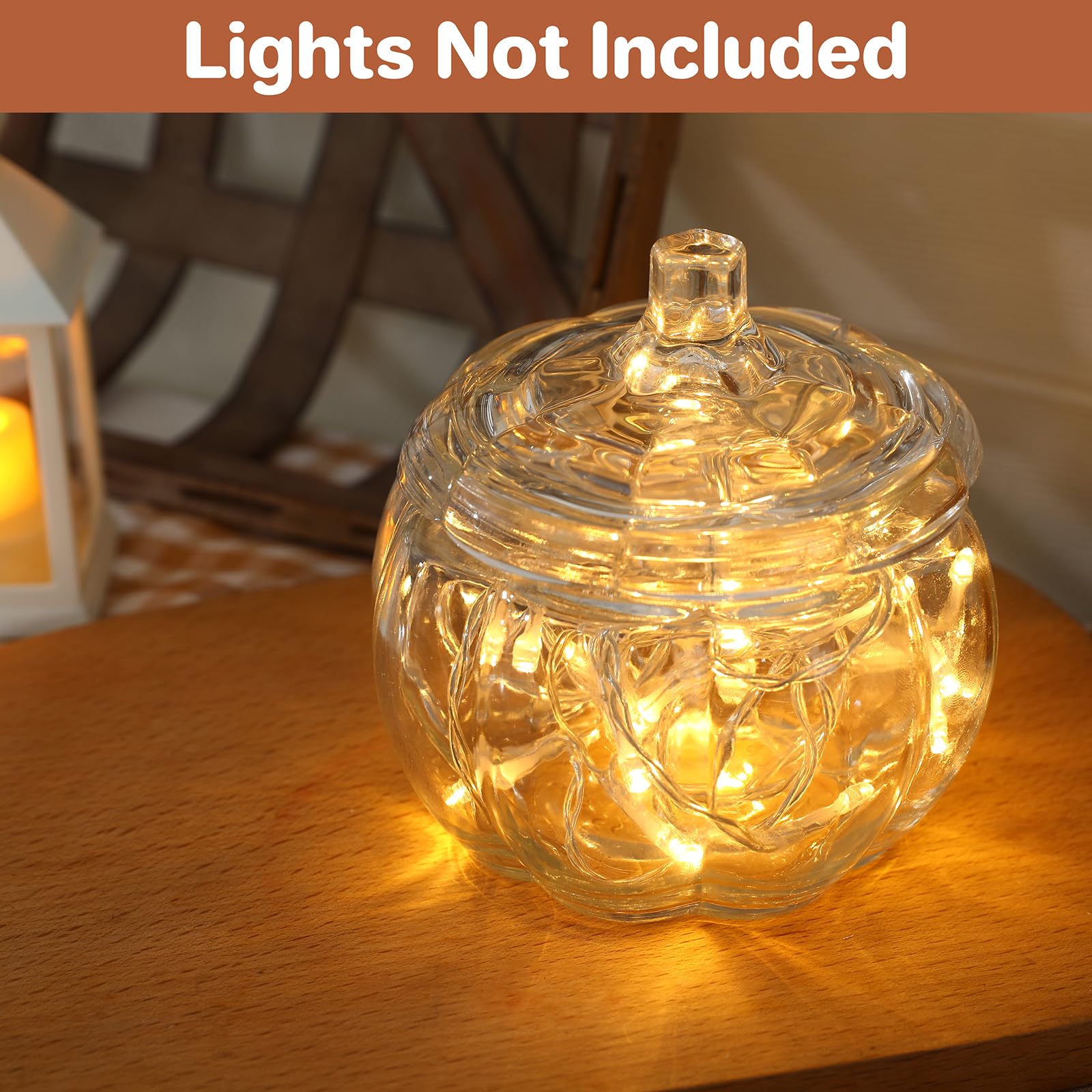 2 PCS Glass Pumpkin Jars with Lid Halloween Candy Storage