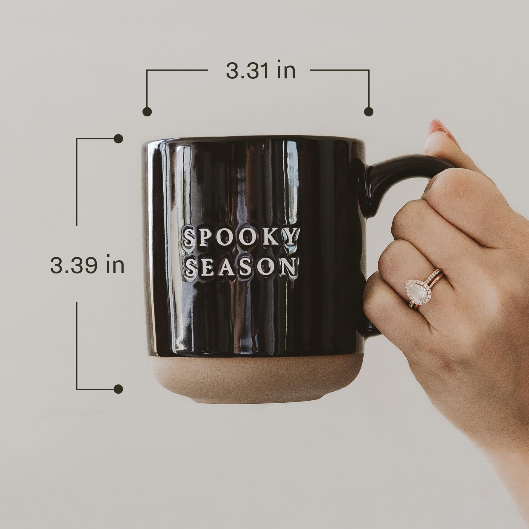 3 inch by 3inch spooky season black coffee mug
