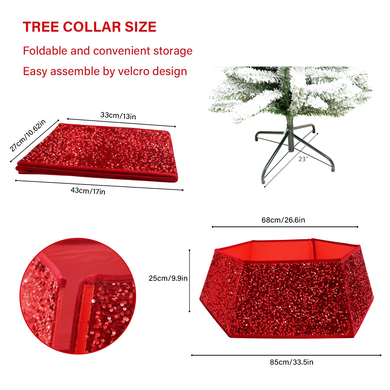Sparkling Red Christmas Tree Collar Size