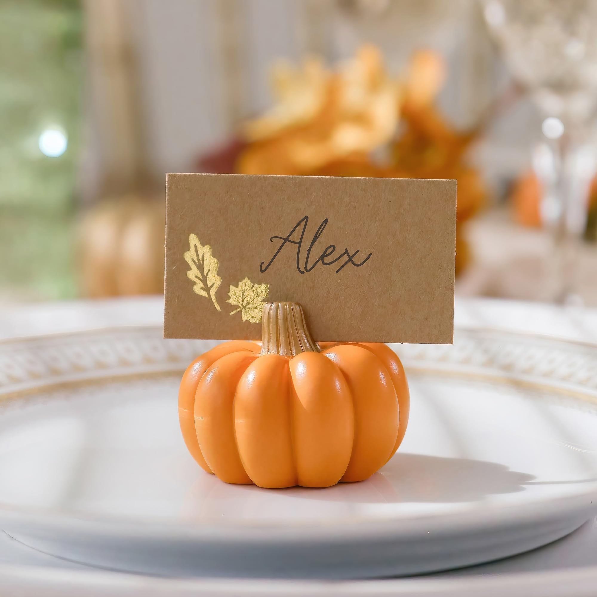 pumpkin place card holder set - Thanksgiving table decor ideas