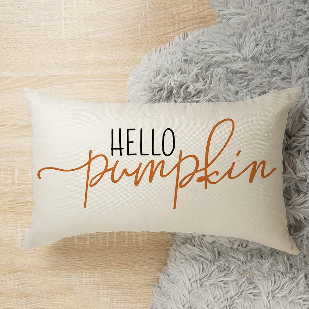 black and orange hello pumpkin pillow cover