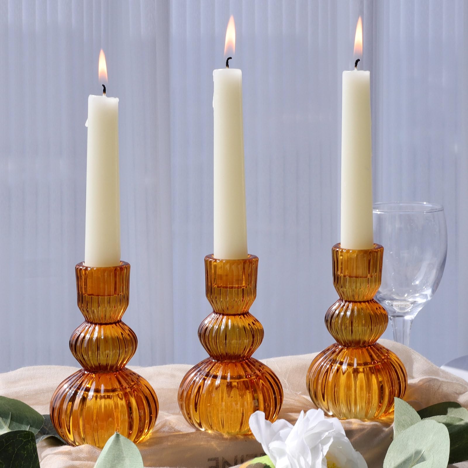 Fall candlestick holder set of 3