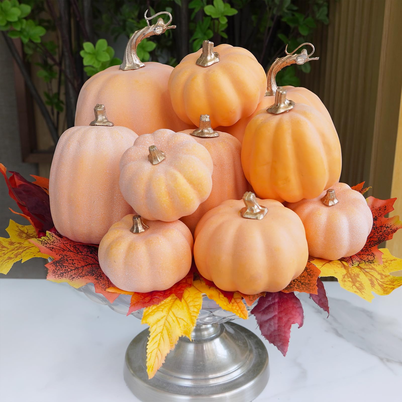 light orange artificial pumpkins for fall decor
