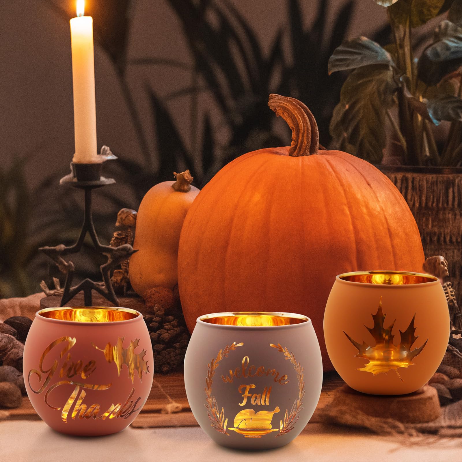 Thanksgiving votive candle holder decor