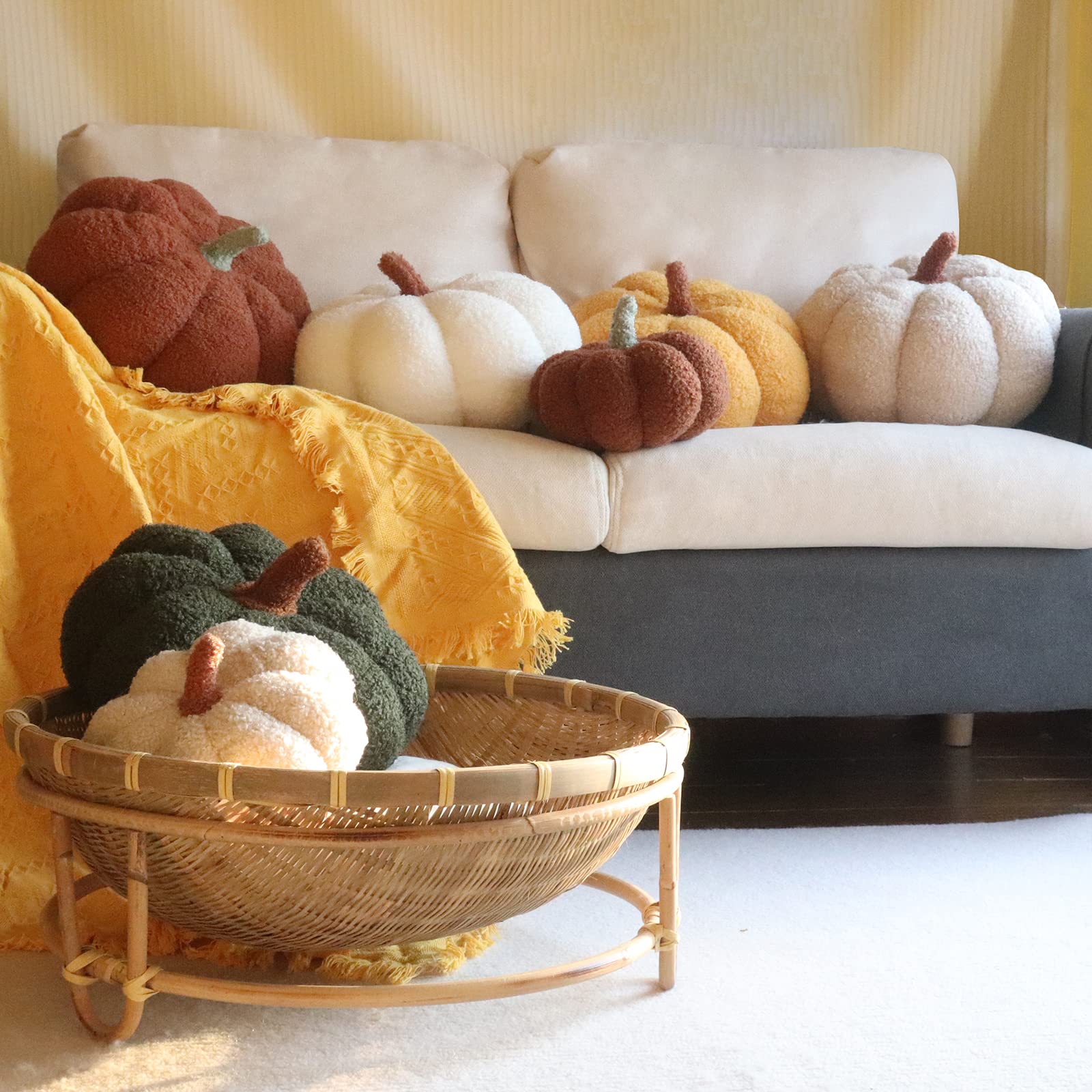 Fall Throw Pillows - Pumpkin Shaped Throw Pillows in Multiple Colors and Sizes
