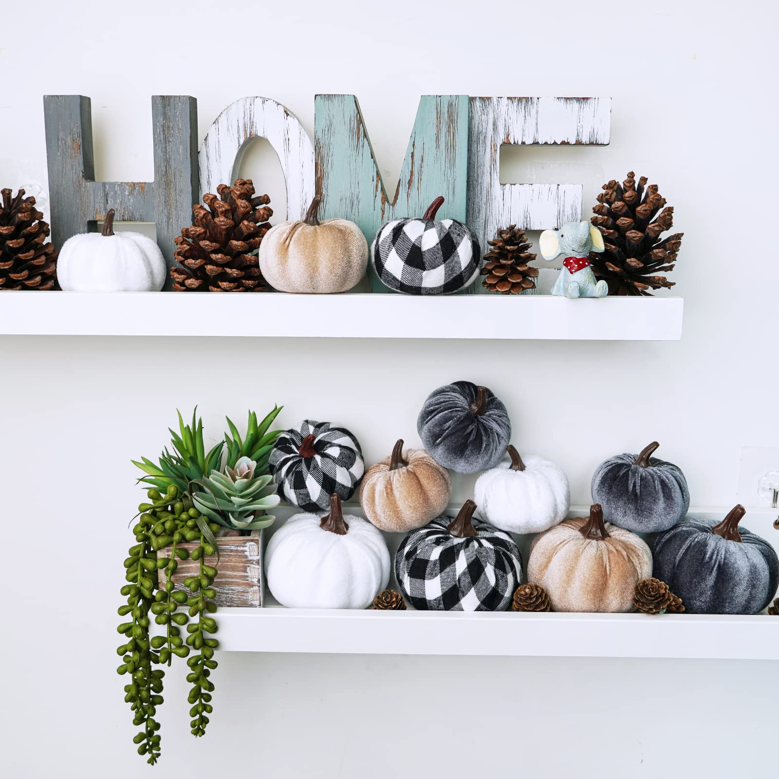 holiday plush soft fabric pumpkins shelf decor