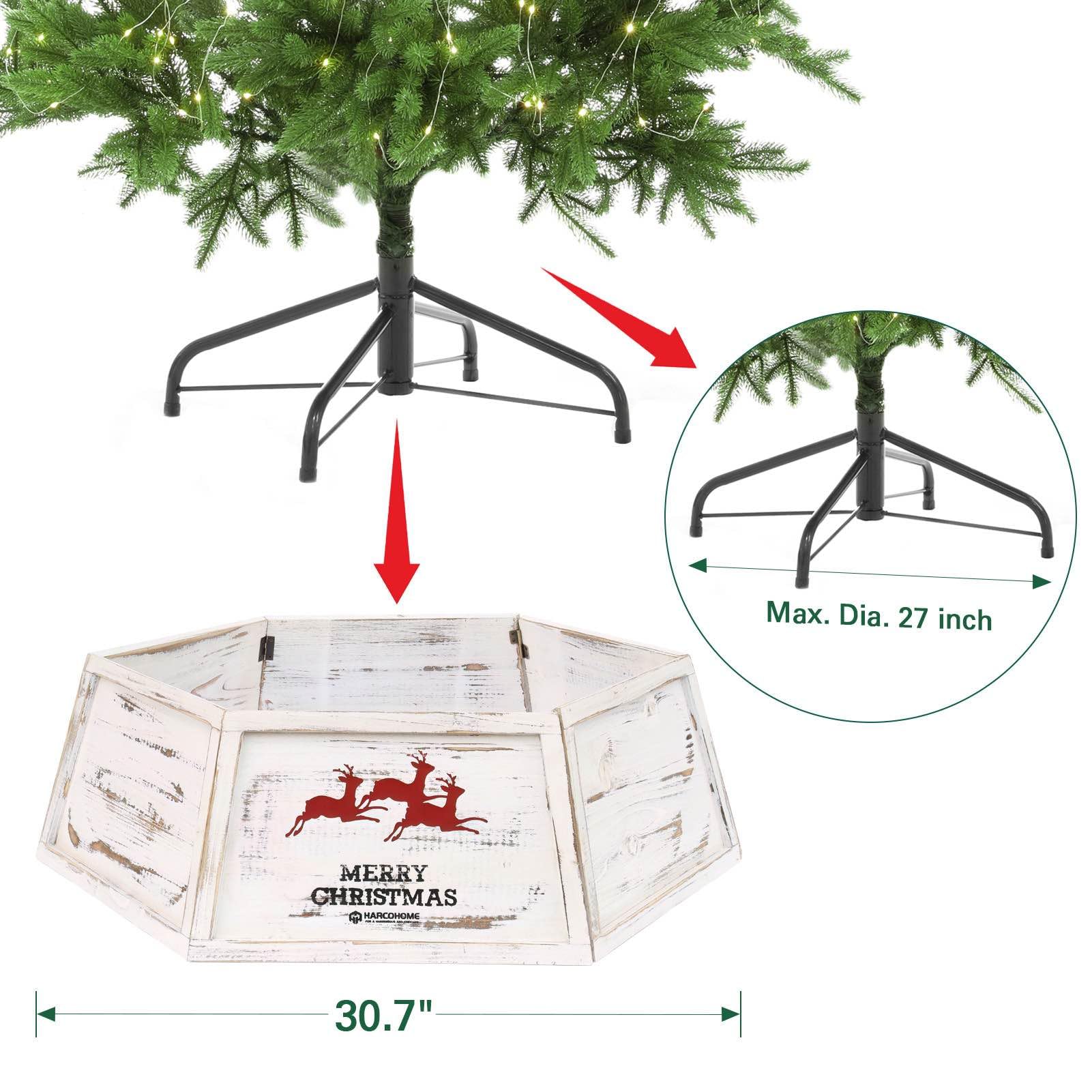 Distressed White Wood Christmas Tree Collar