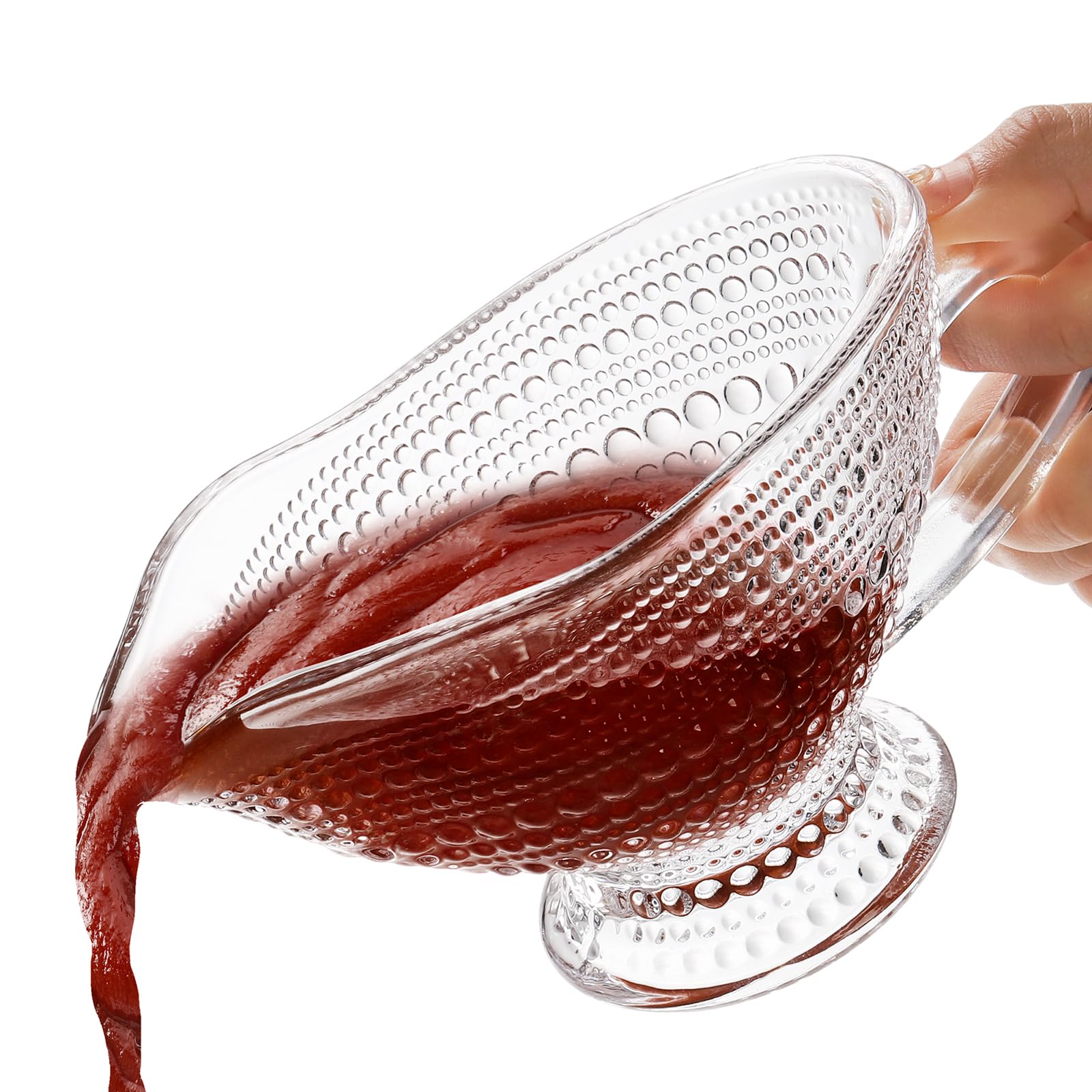 glass gravy boat pouring