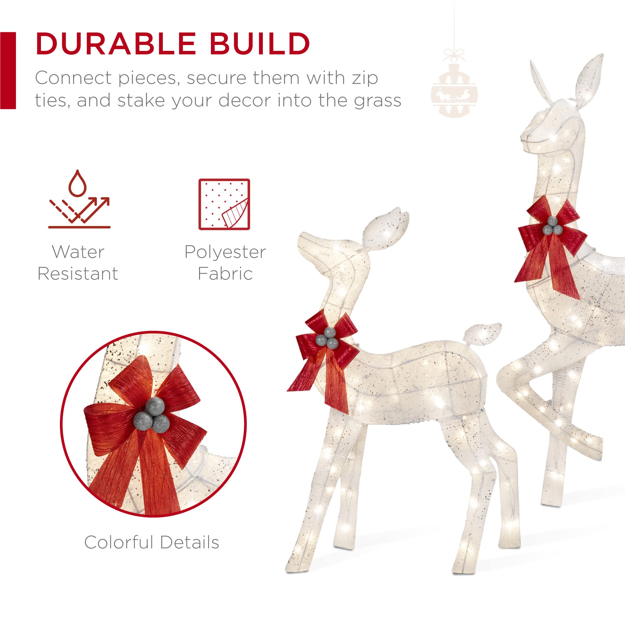 3-Piece Large Lighted Christmas Deer Family Set Details