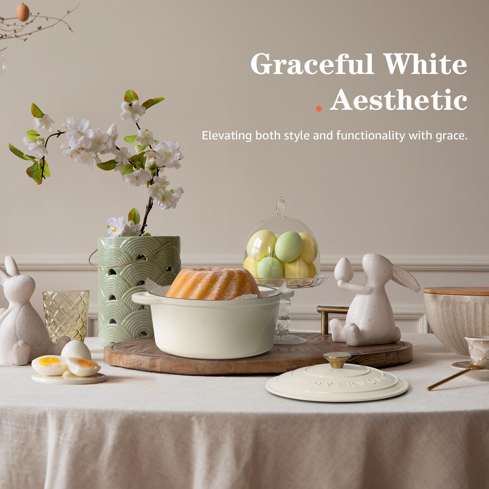 Cream White Enameled Cast Iron Dutch Oven