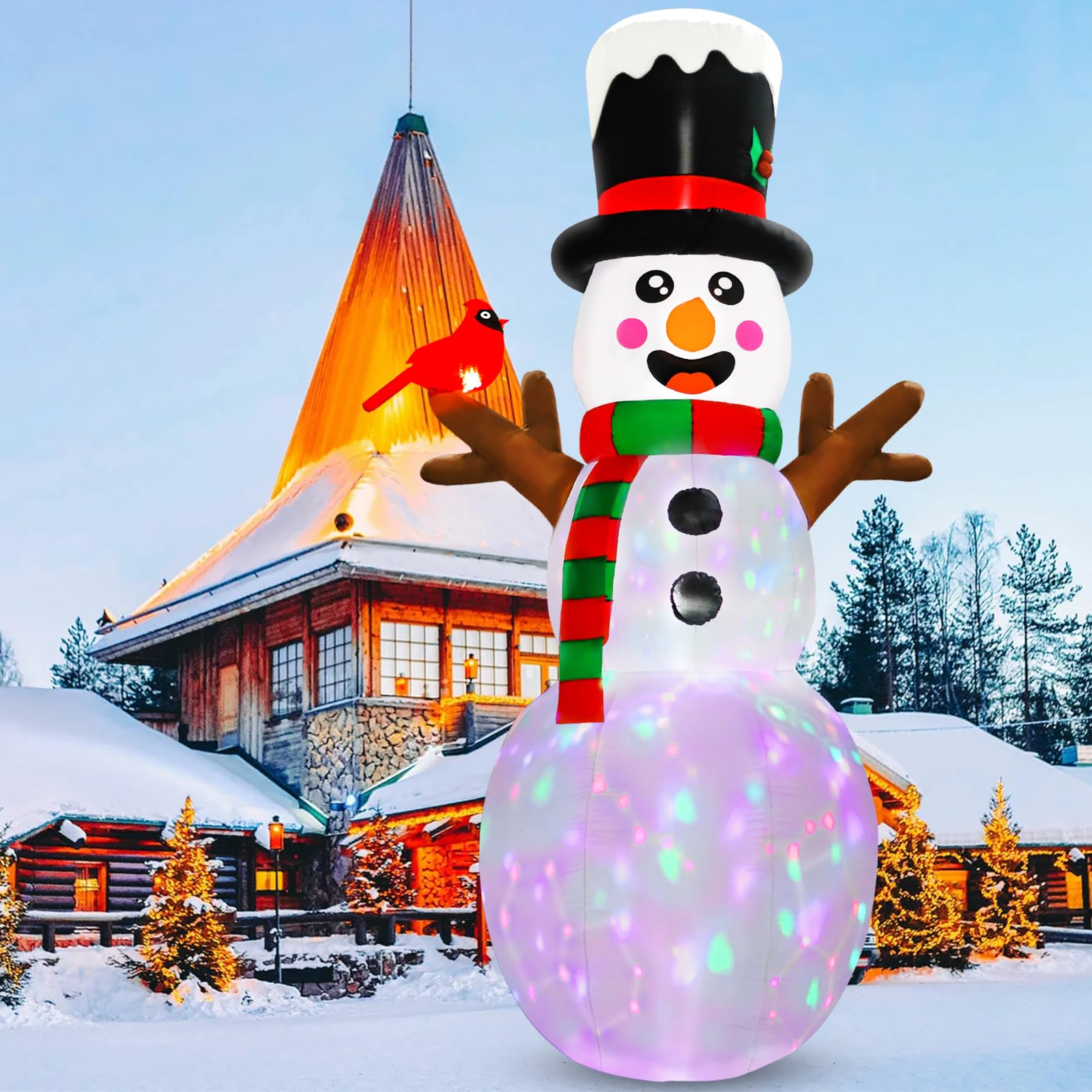 LED snowman holiday inflatable in yard