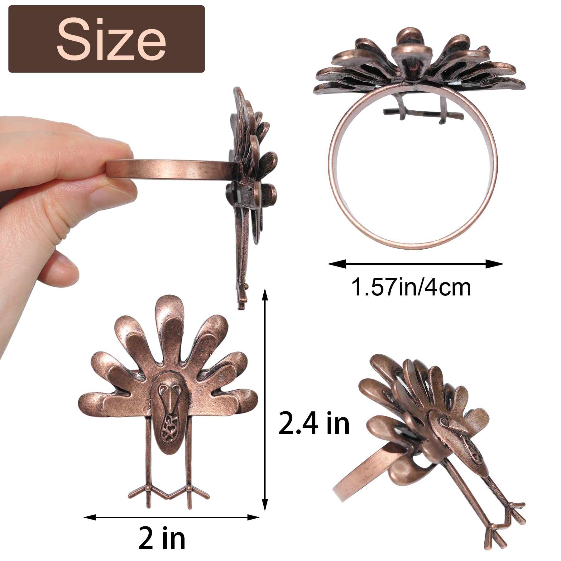 Bronze Thanksgiving Turkey Napkin Ring Size