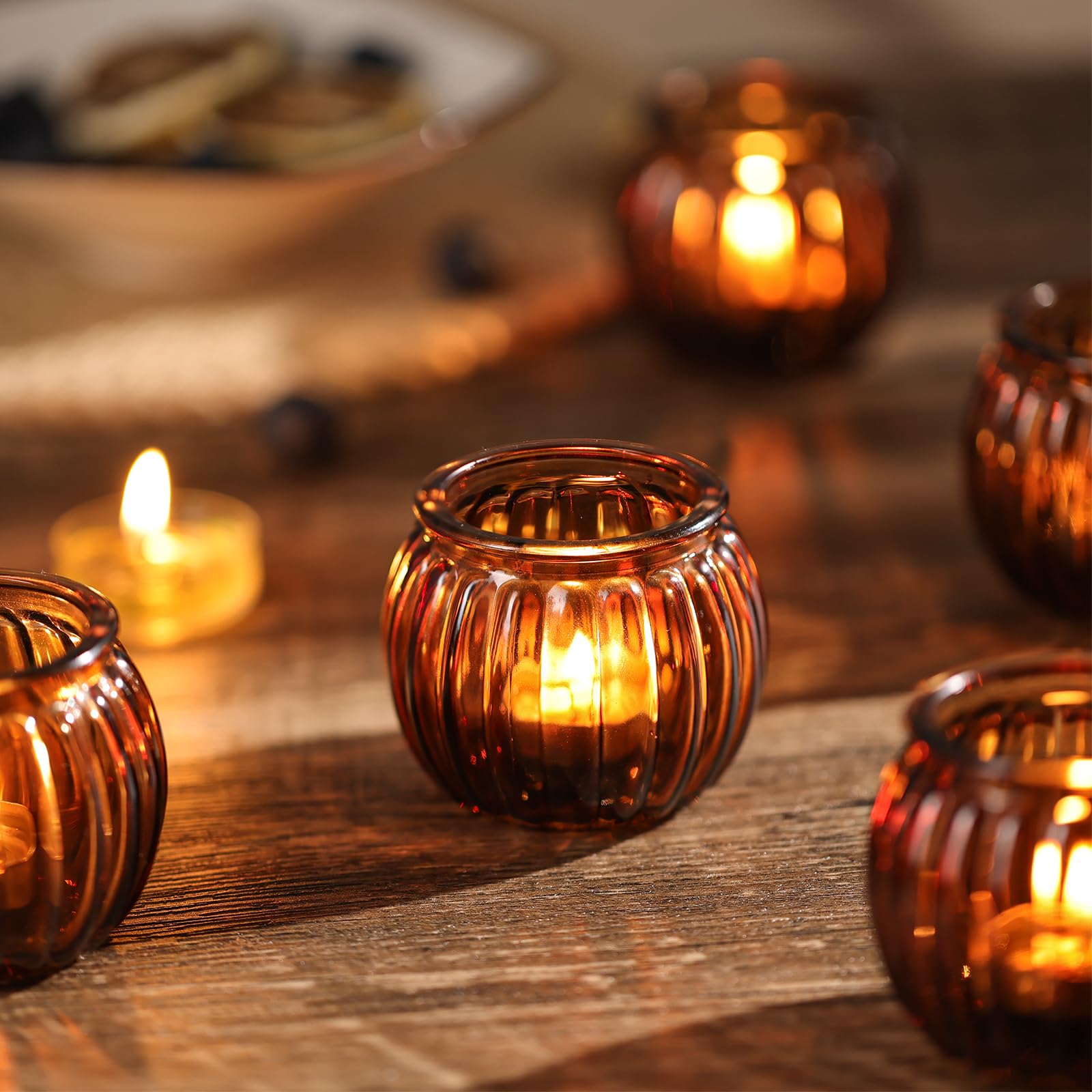 Fall glass candle votive holders