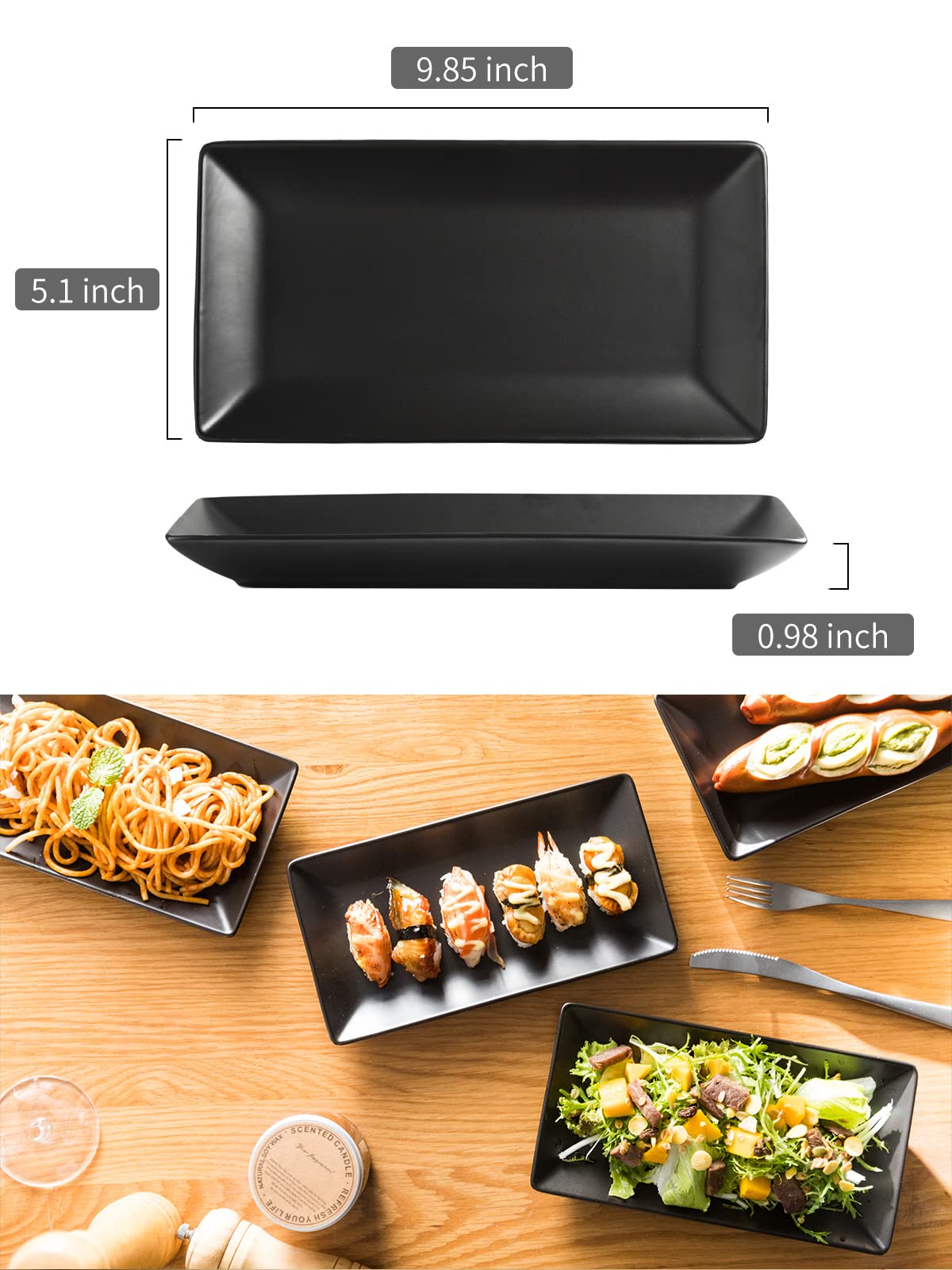 black porcelain serving platter size