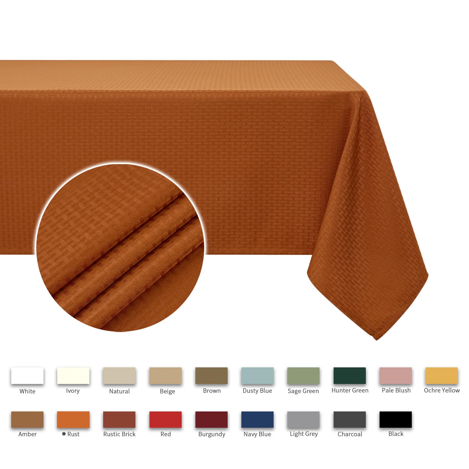 weaved texture rectangle tablecloth all available colors