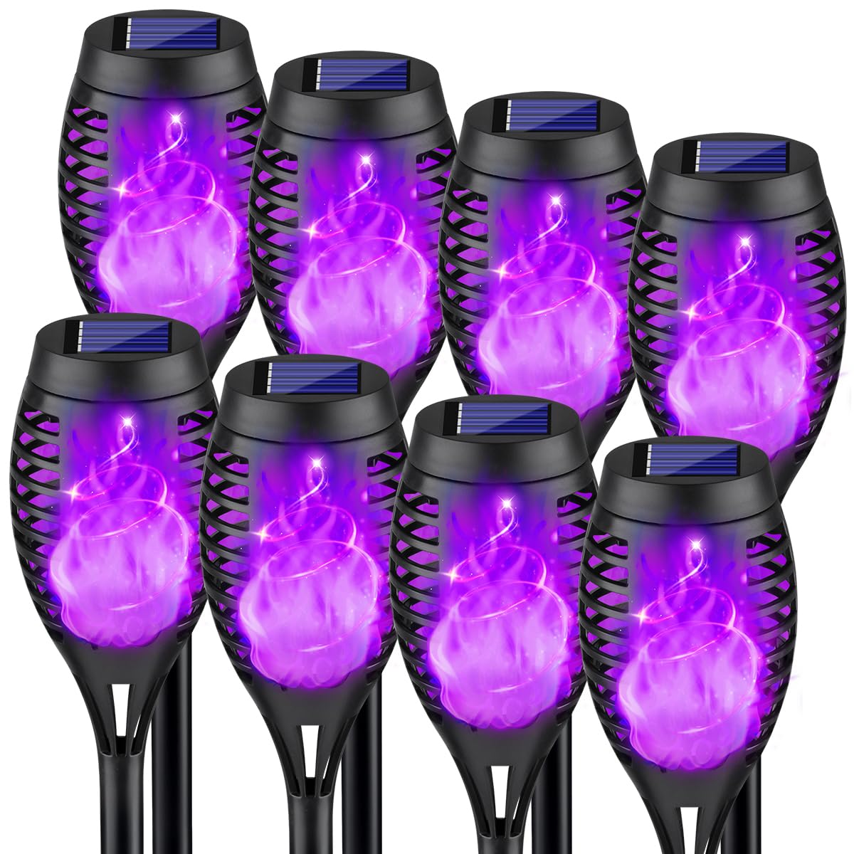 8Pack Halloween Outdoor Solar Lights with Purple Flame