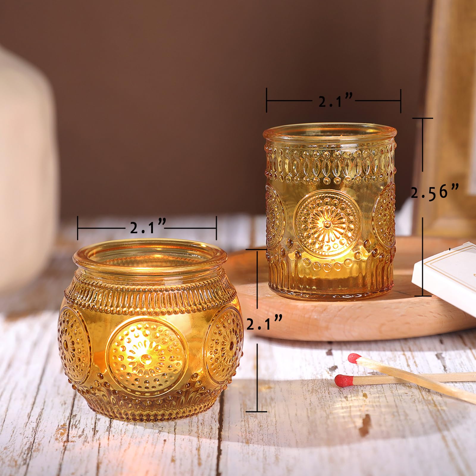 amber glass votive candle holder sizes