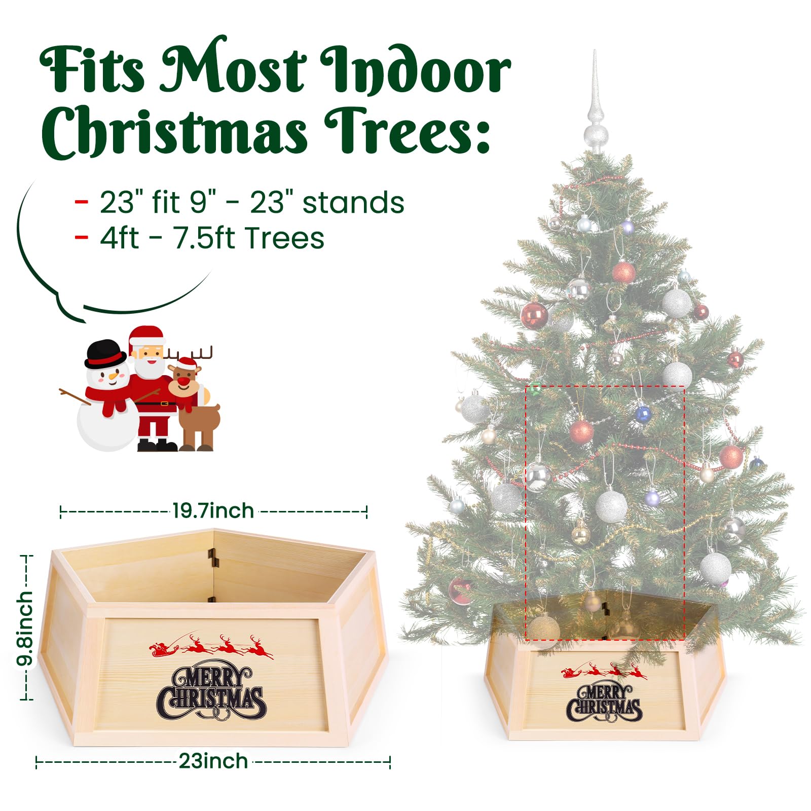 Fits Most Indoor Christmas trees wooden tree collar