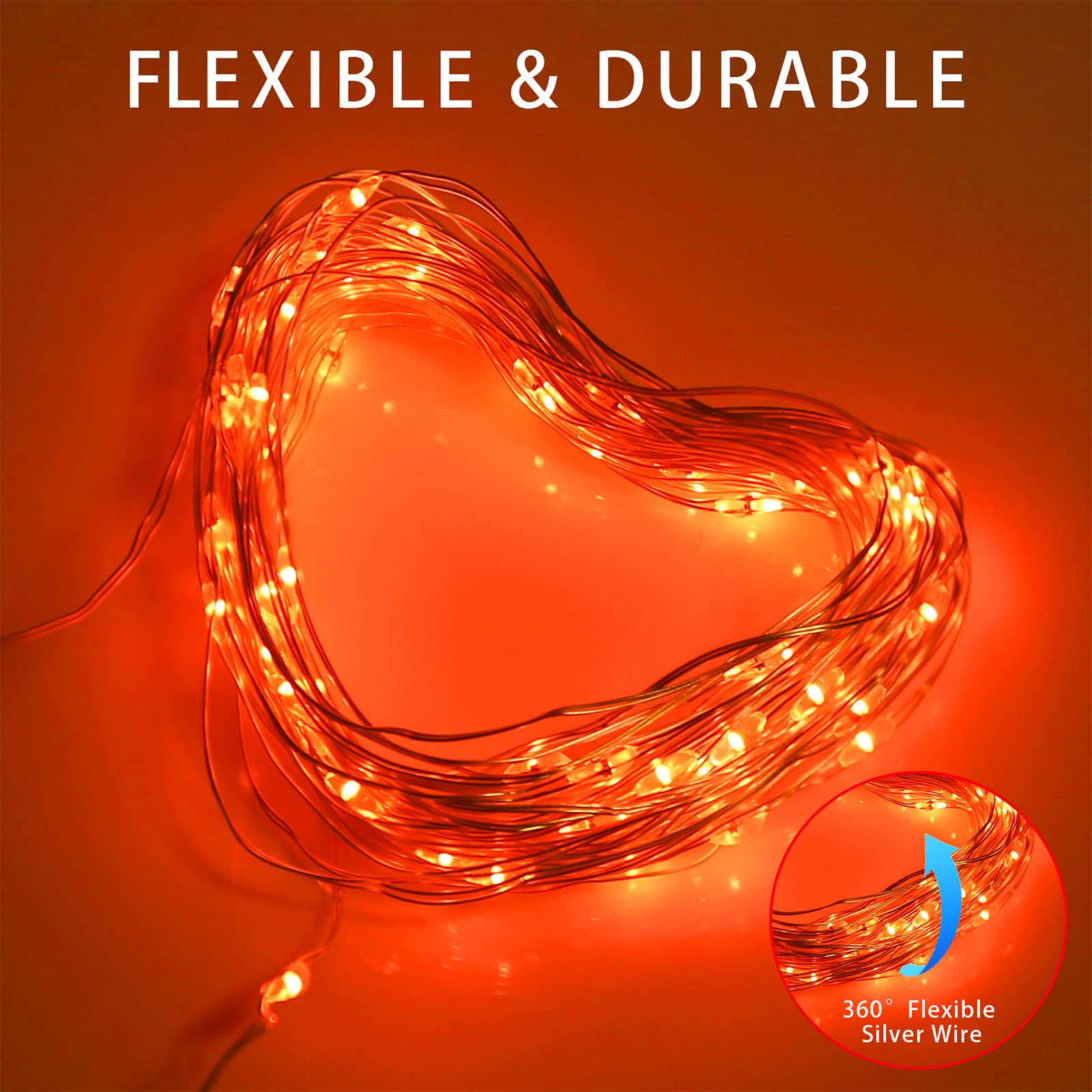 flexible and durable orange string lights